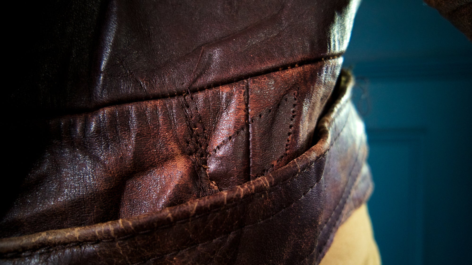 Vintage 1940s WW2 German Horsehide Modified Trenchcoat Biker Leather Jacket “M"