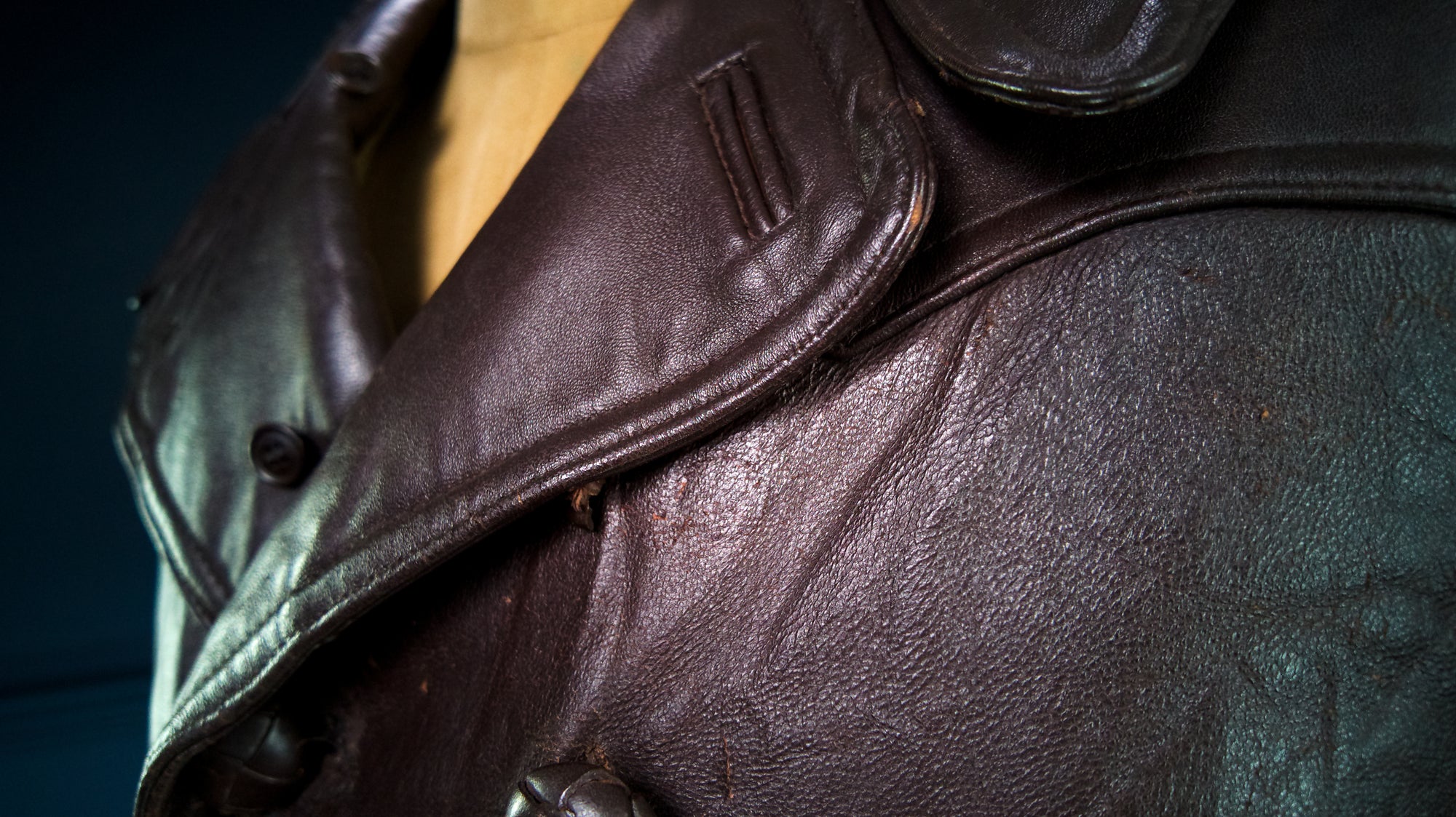 Vintage 1950s French Sheepskin Barnstormer Car Coat Brown Leather Jacket “L”