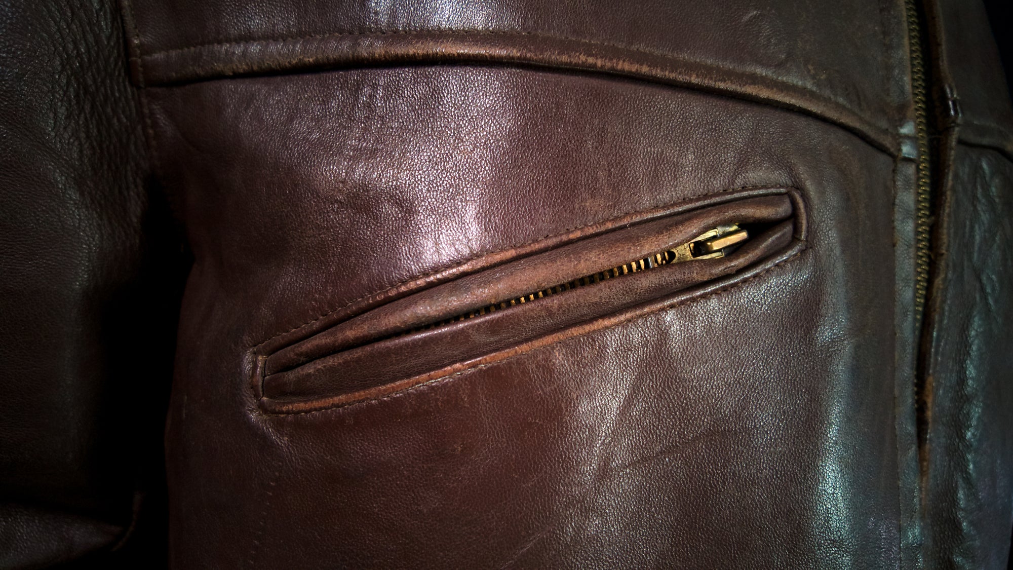 Vintage 1950s Cold War French Sheepskin Worker Biker Rider Leather Jacket “L”