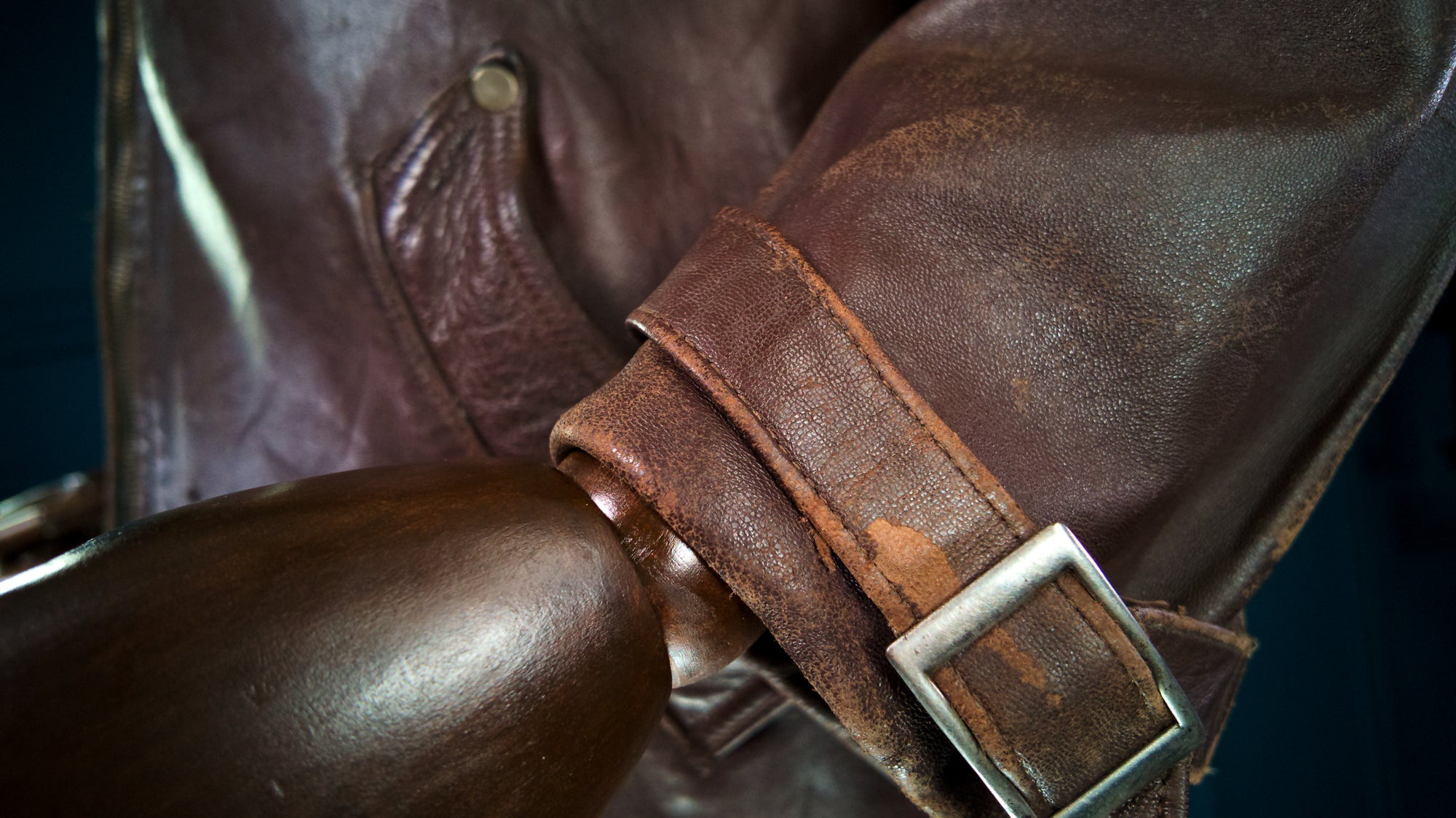 Vintage 1950s Cold War French Sheepskin Worker Biker Rider Leather Jacket “L”