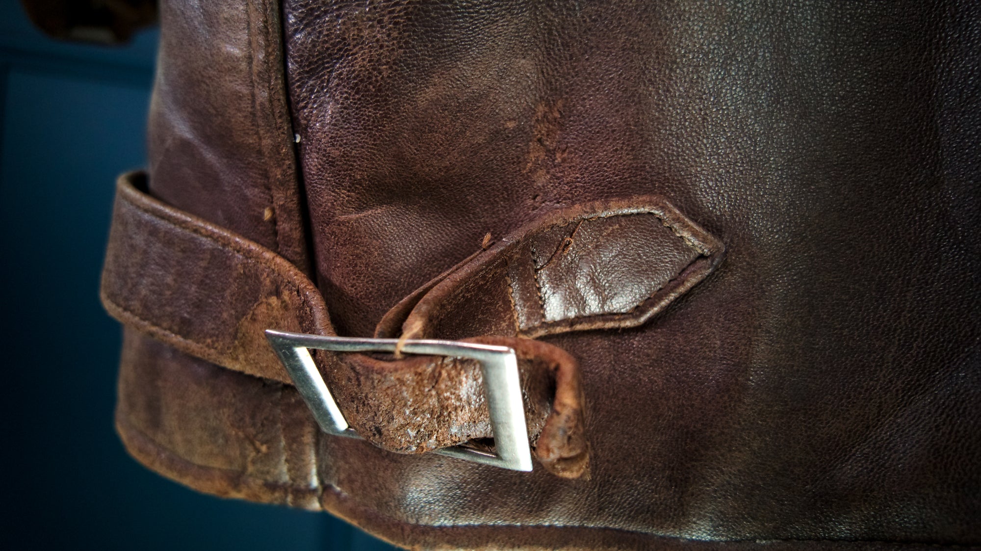 Vintage 1950s Cold War French Sheepskin Worker Biker Rider Leather Jacket “L”