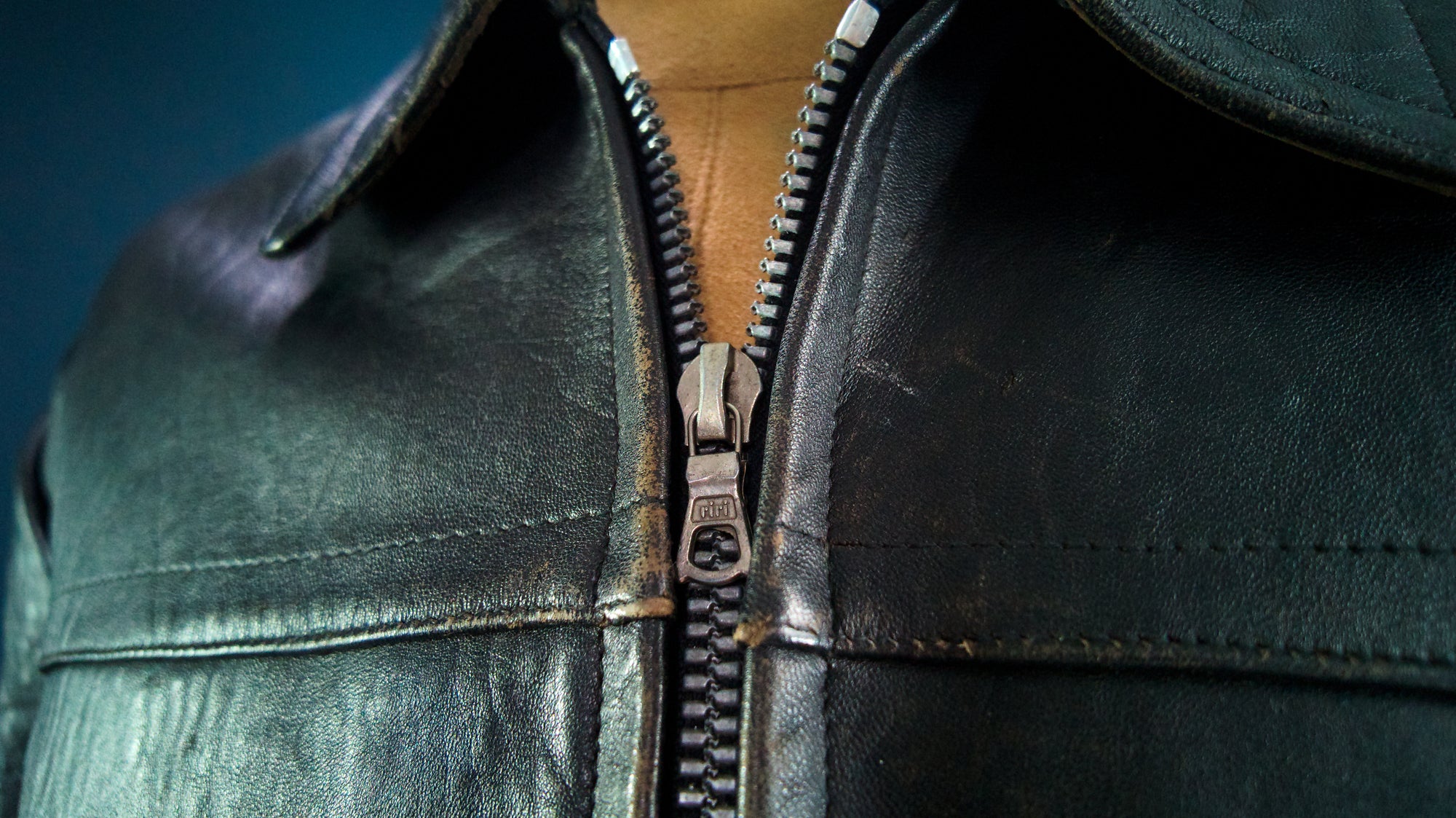 Vintage 1940s German Sheepskin Cold War Biker Worker Rider Leather Jacket “XL”