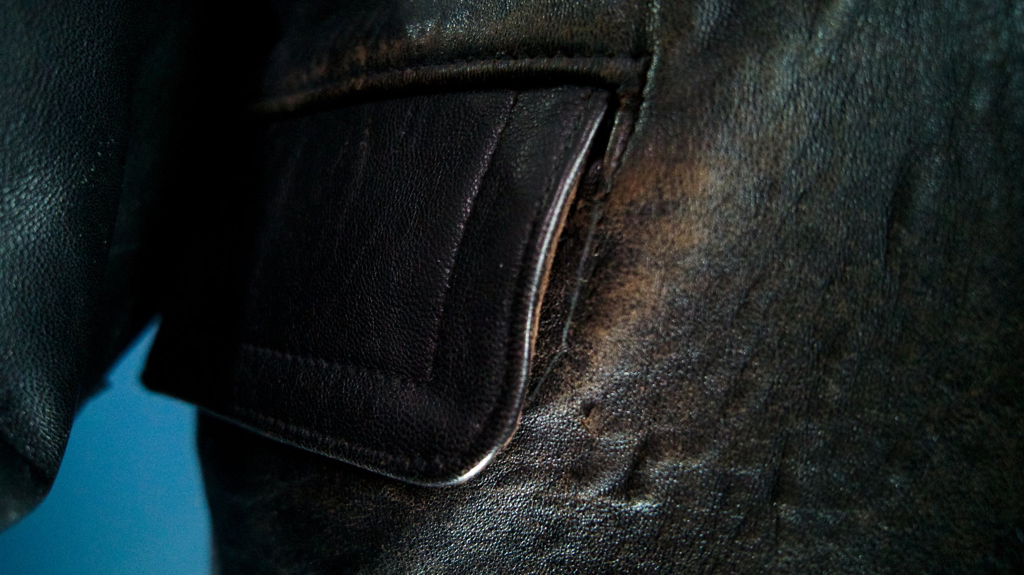 Vintage 1940s German Sheepskin Cold War Biker Worker Rider Leather Jacket “XL”