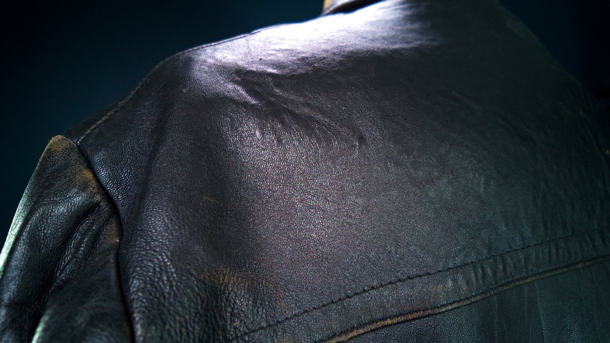 Vintage 1940s German Sheepskin Cold War Biker Worker Rider Leather Jacket “XL”