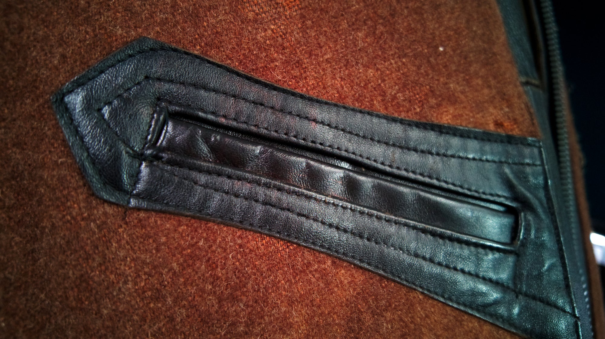 Vintage 1940s German Sheepskin Cold War Biker Worker Rider Leather Jacket “XL”