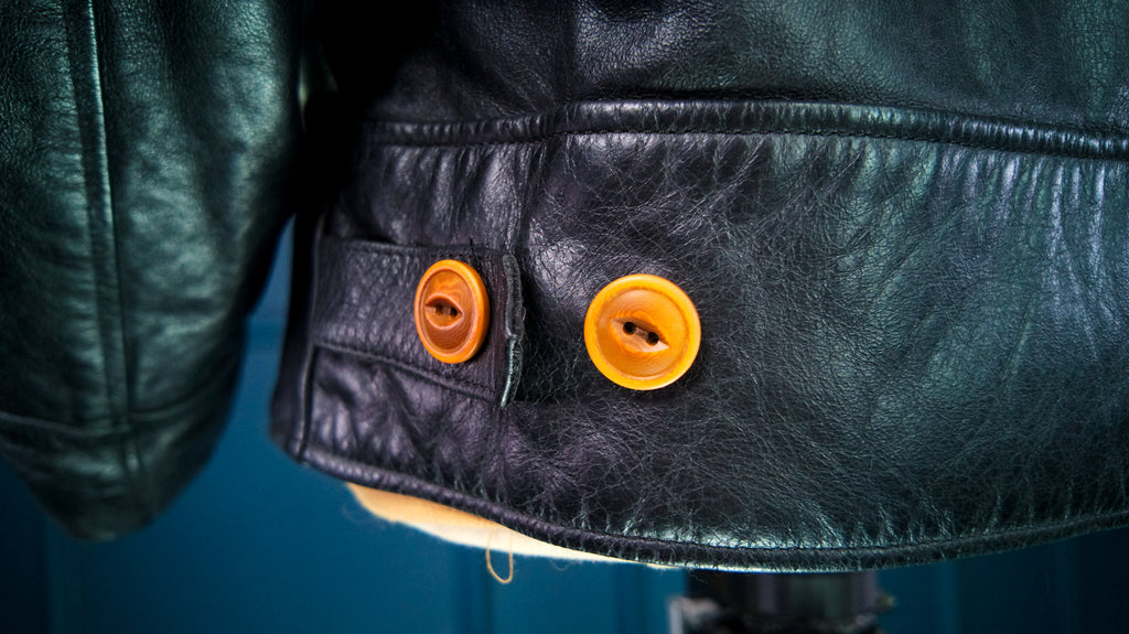 Custom Thedi Flight Aviator Highwayman Bomber Sheepskin Black Leather Jacket “L”