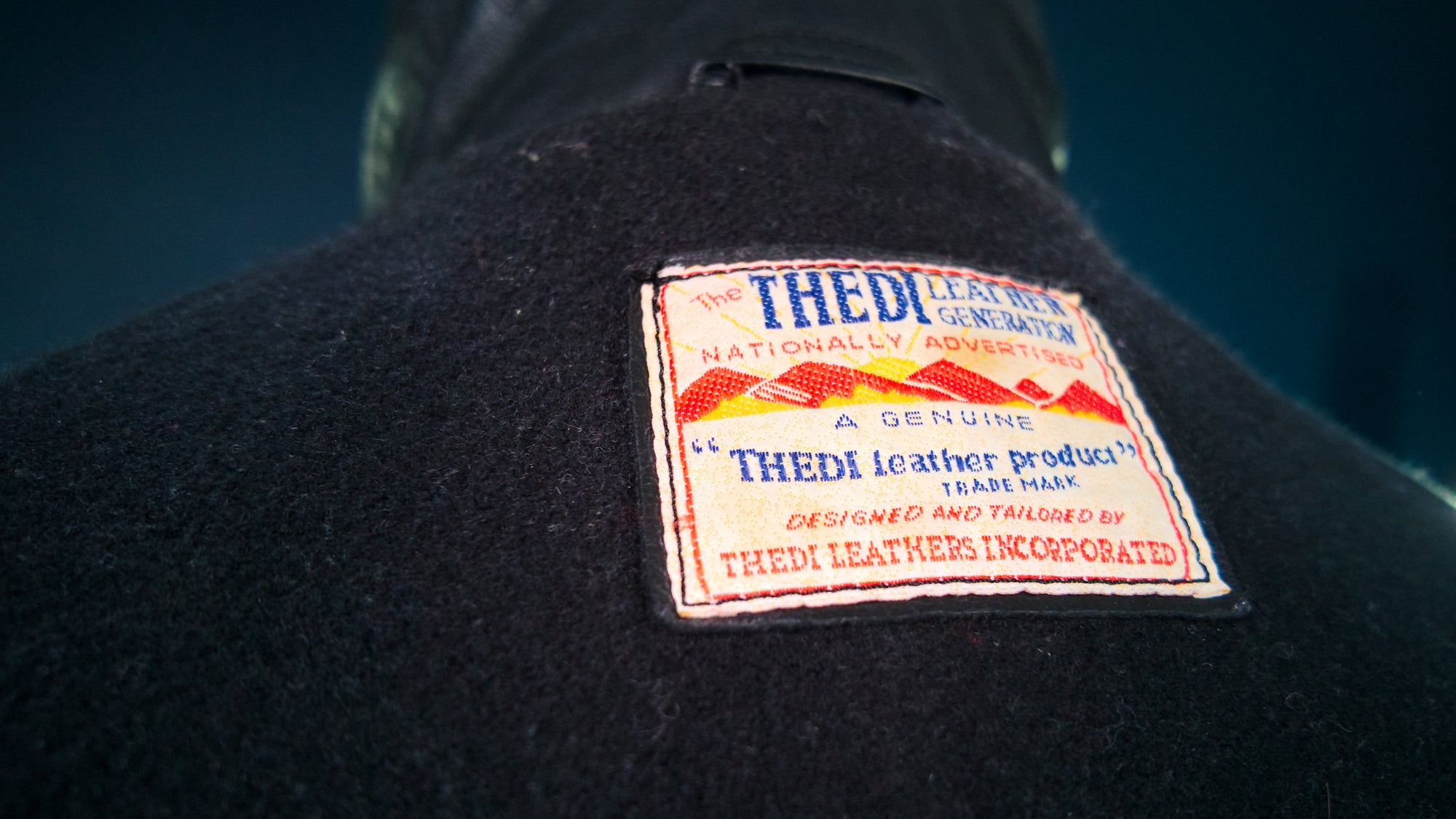 Custom Thedi Flight Aviator Highwayman Bomber Sheepskin Black Leather Jacket “L”