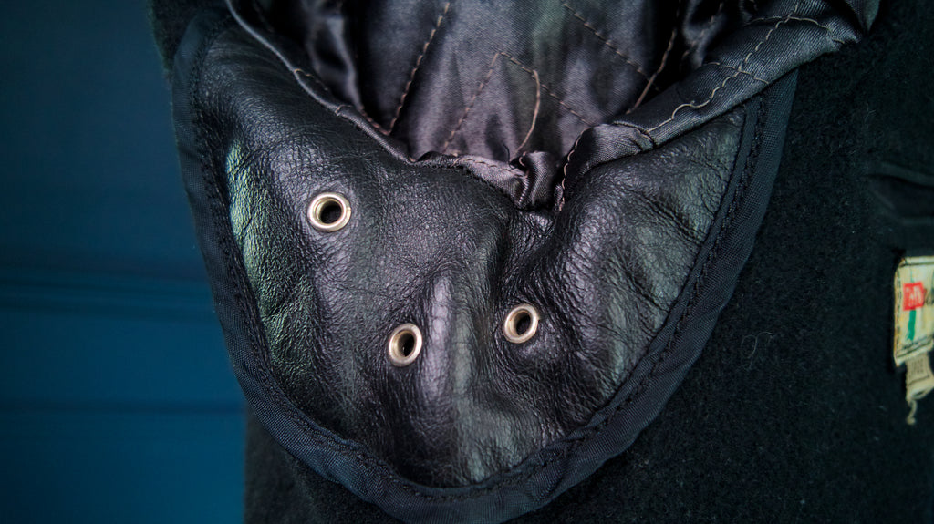 Custom Thedi Flight Aviator Highwayman Bomber Sheepskin Black Leather Jacket “L”