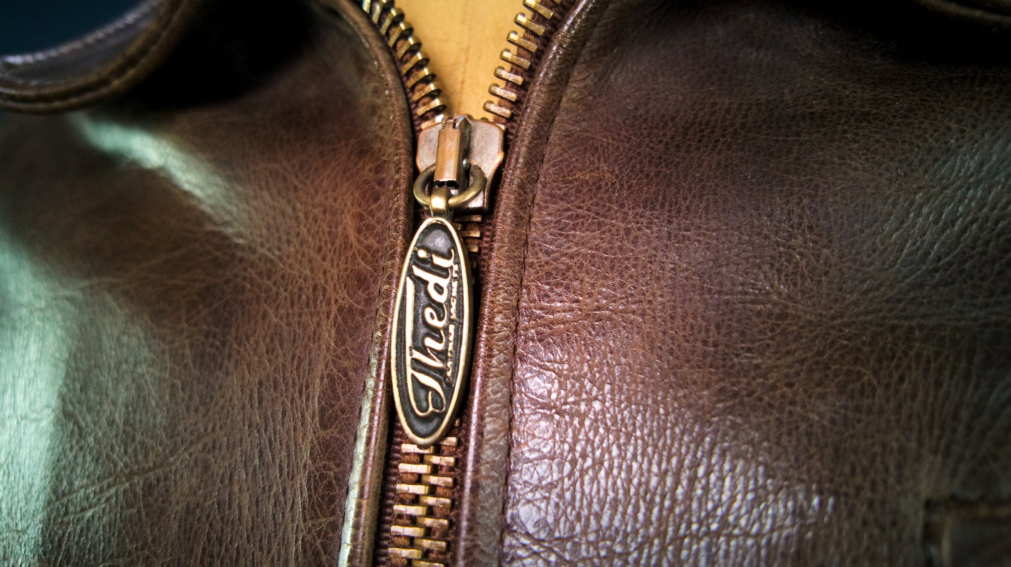 Custom Thedi 30s-Style Highwayman Single Rider Brown Buffalo Leather Jacket “L”