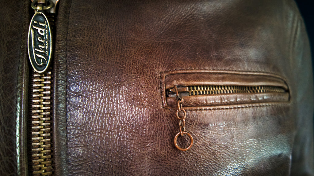 Custom Thedi 30s-Style Highwayman Single Rider Brown Buffalo Leather Jacket “L”