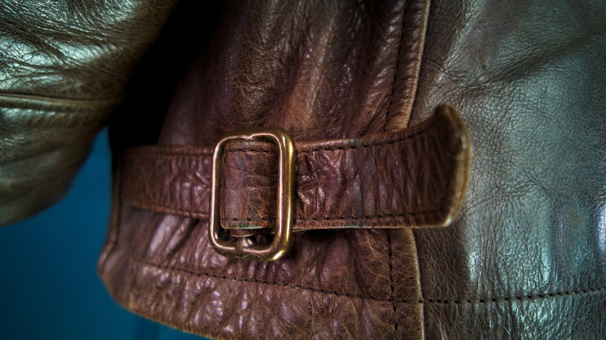 Custom Thedi 30s-Style Highwayman Single Rider Brown Buffalo Leather Jacket “L”