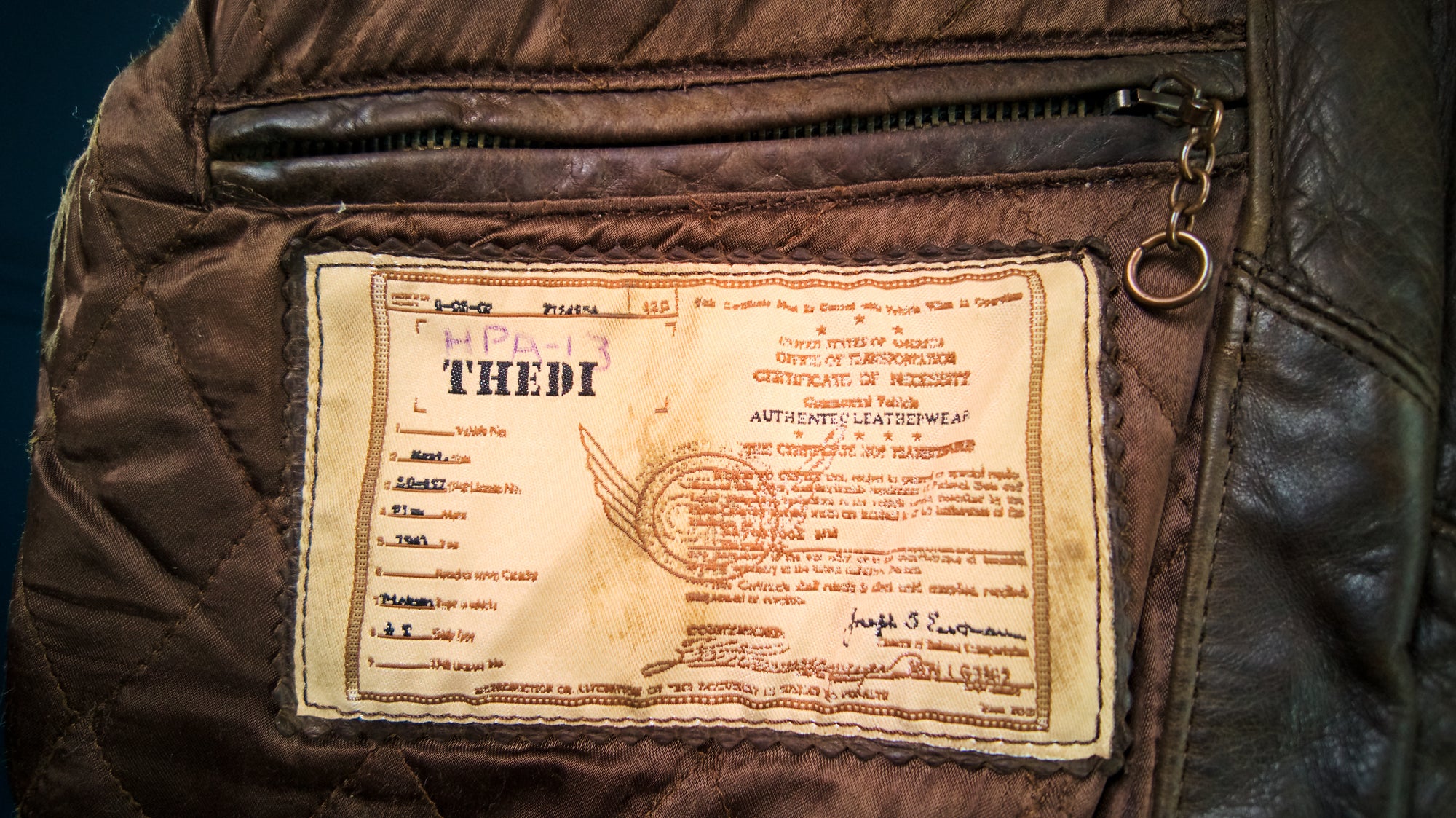 Custom Thedi 30s-Style Highwayman Single Rider Brown Buffalo Leather Jacket “L”