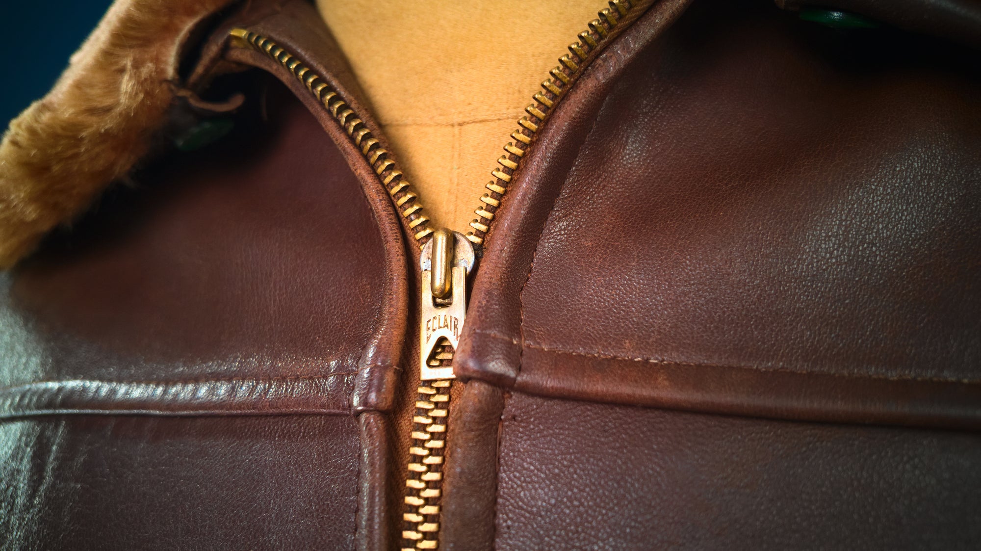 Vintage 1950s French Flight Aviator Bomber Sheepskin Leather Jacket “M”