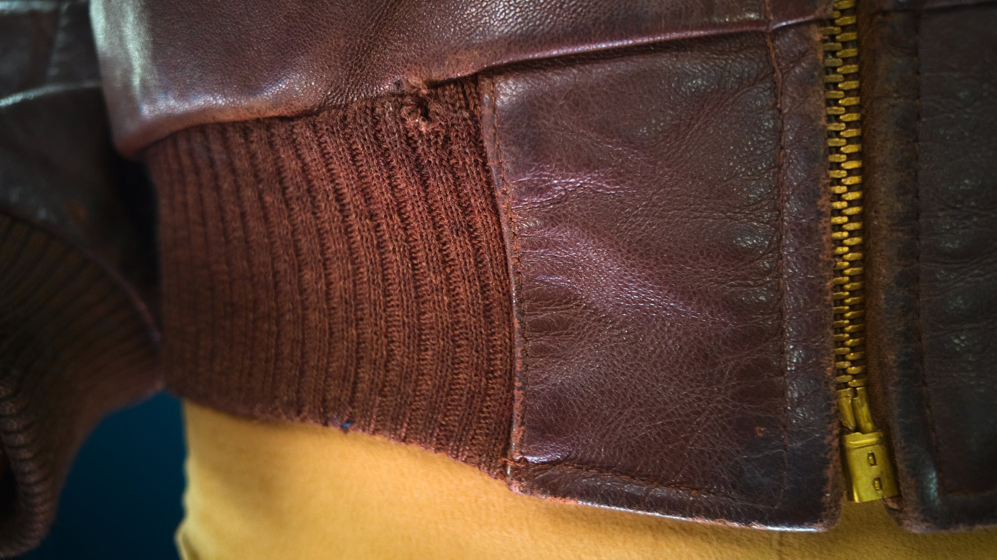 Vintage 1950s French Flight Aviator Bomber Sheepskin Leather Jacket “M”