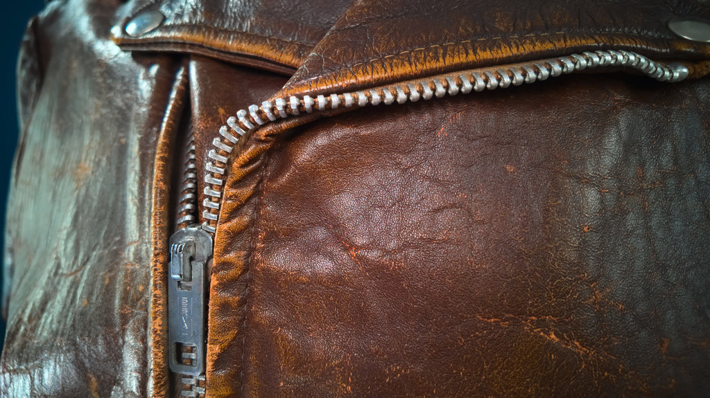 Vintage 1960s American Brown Steerhide Distressed Biker Rider Leather Jacket “L”