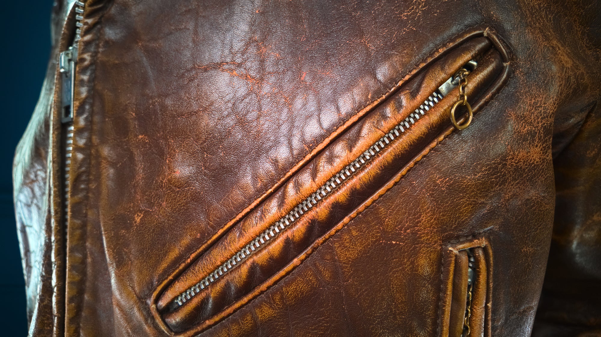 Vintage 1960s American Brown Steerhide Distressed Biker Rider Leather Jacket “L”