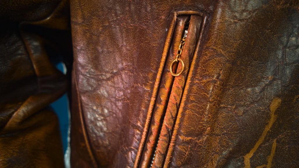 Vintage 1960s American Brown Steerhide Distressed Biker Rider Leather Jacket “L”