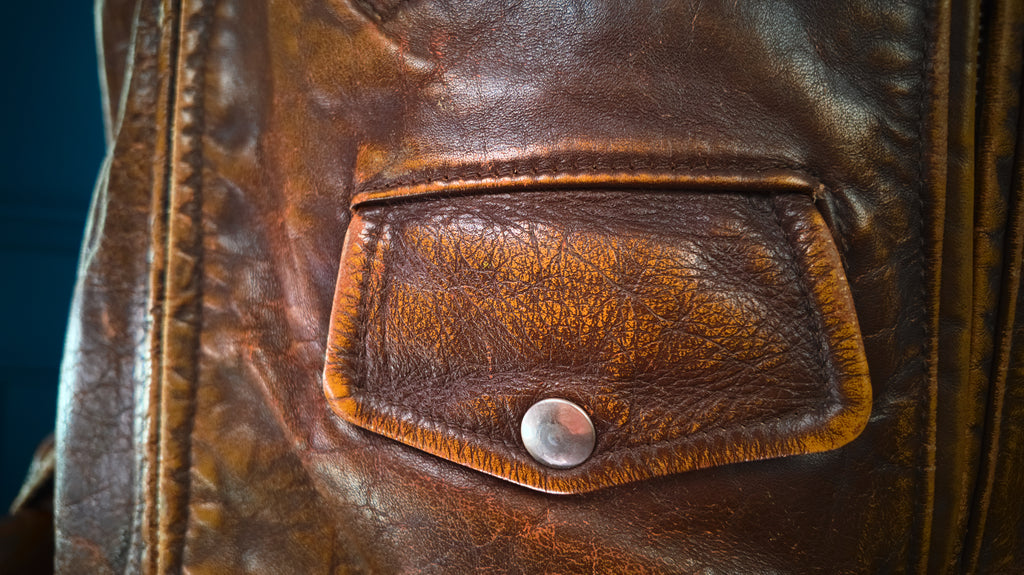 Vintage 1960s American Brown Steerhide Distressed Biker Rider Leather Jacket “L”