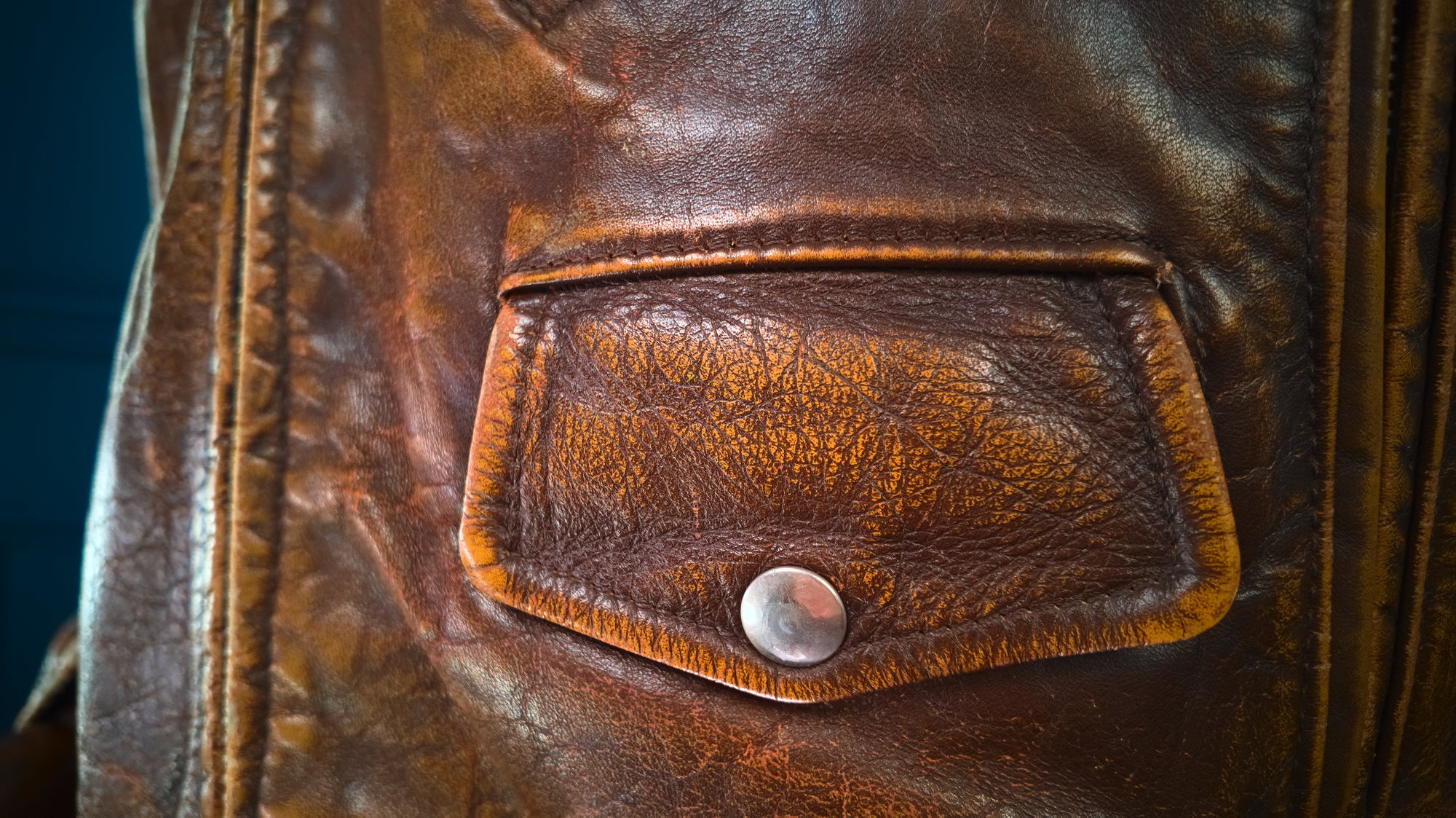 Vintage 1960s American Brown Steerhide Distressed Biker Rider Leather Jacket “L”