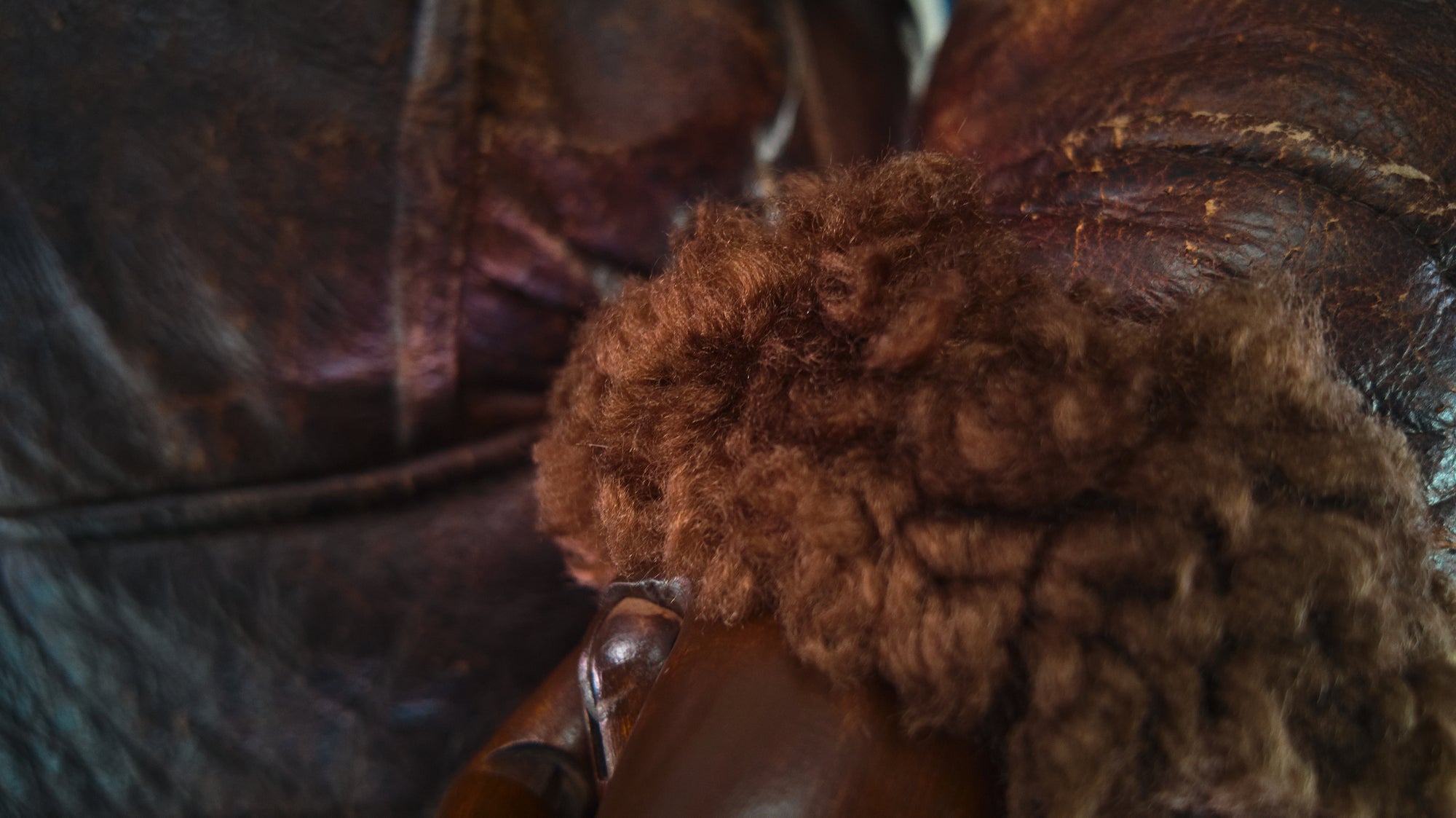 Vintage 1980s British Sheepskin Crosszip Flight Bomber Leather Jacket “XL"