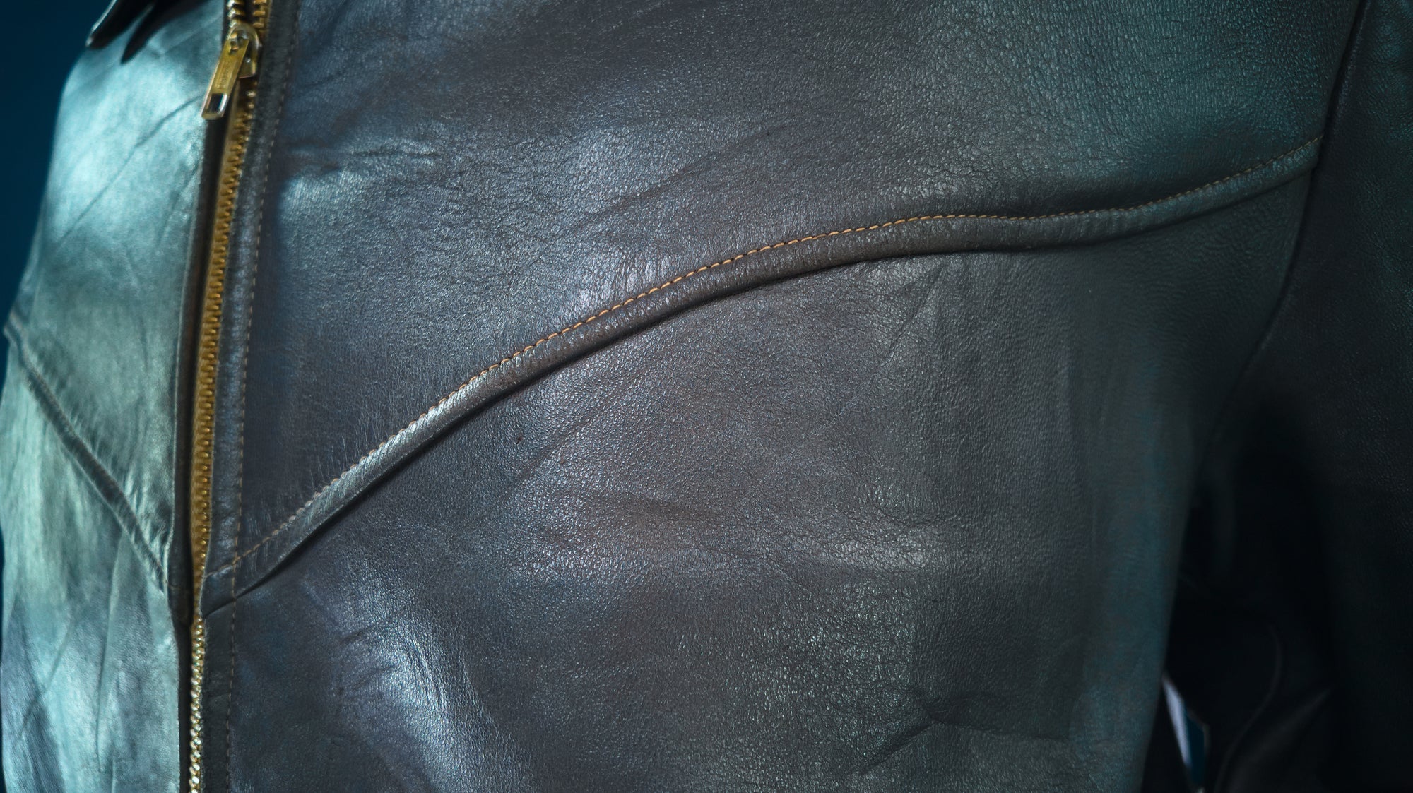 Vintage 1960s West German Grey Cold War Civil Service Rider Leather Jacket “L”