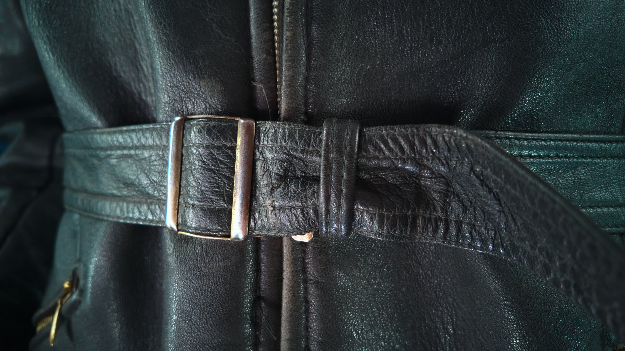 Vintage 1940s German Goatskin Belted Biker Motoring Coat Leather Jacket “M”