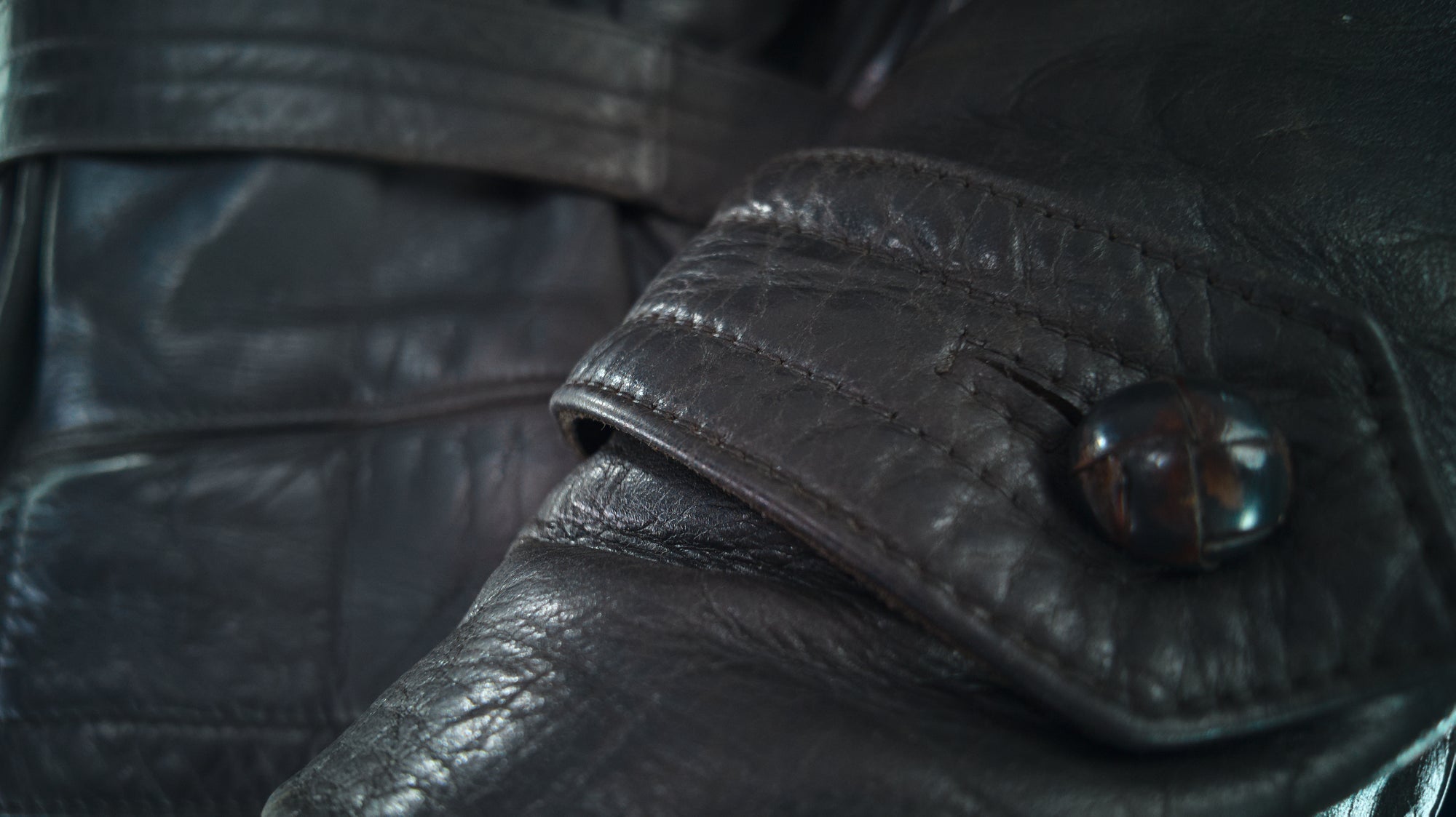 Vintage 1950s West German Steerhide Border Police Dispatch Leather Jacket “M”