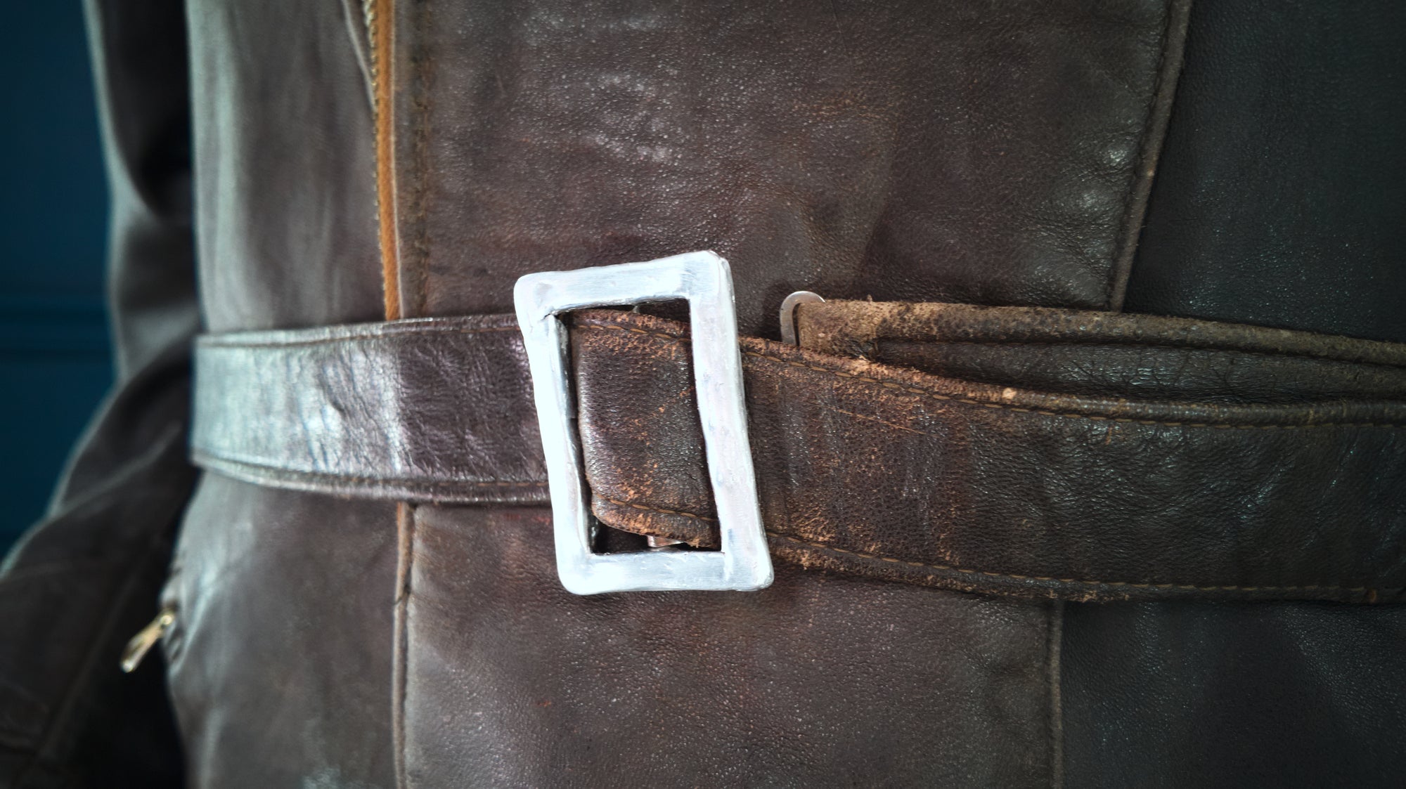 Vintage 1940s West German Sheepskin Border Police Dispatch Leather Jacket “M”