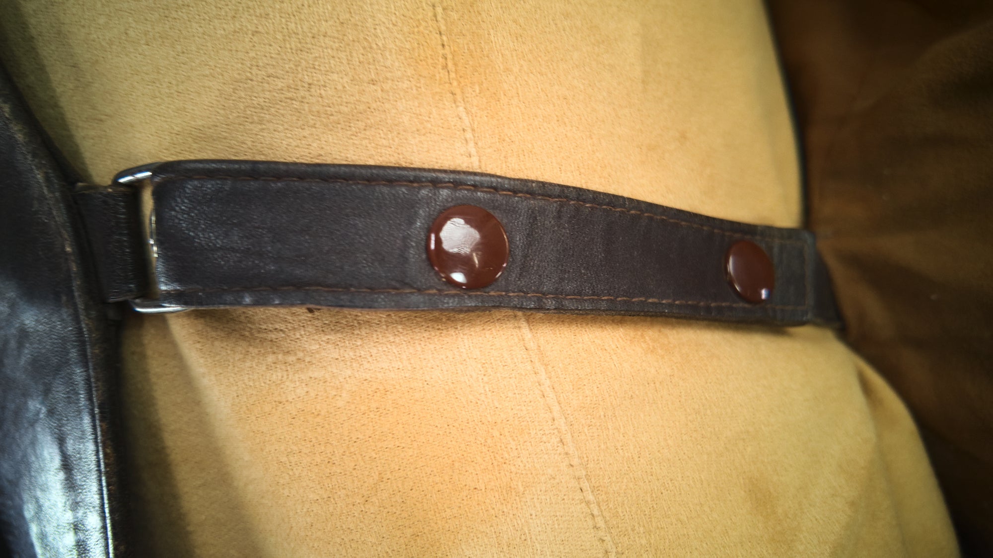 Vintage 1940s West German Sheepskin Border Police Dispatch Leather Jacket “M”