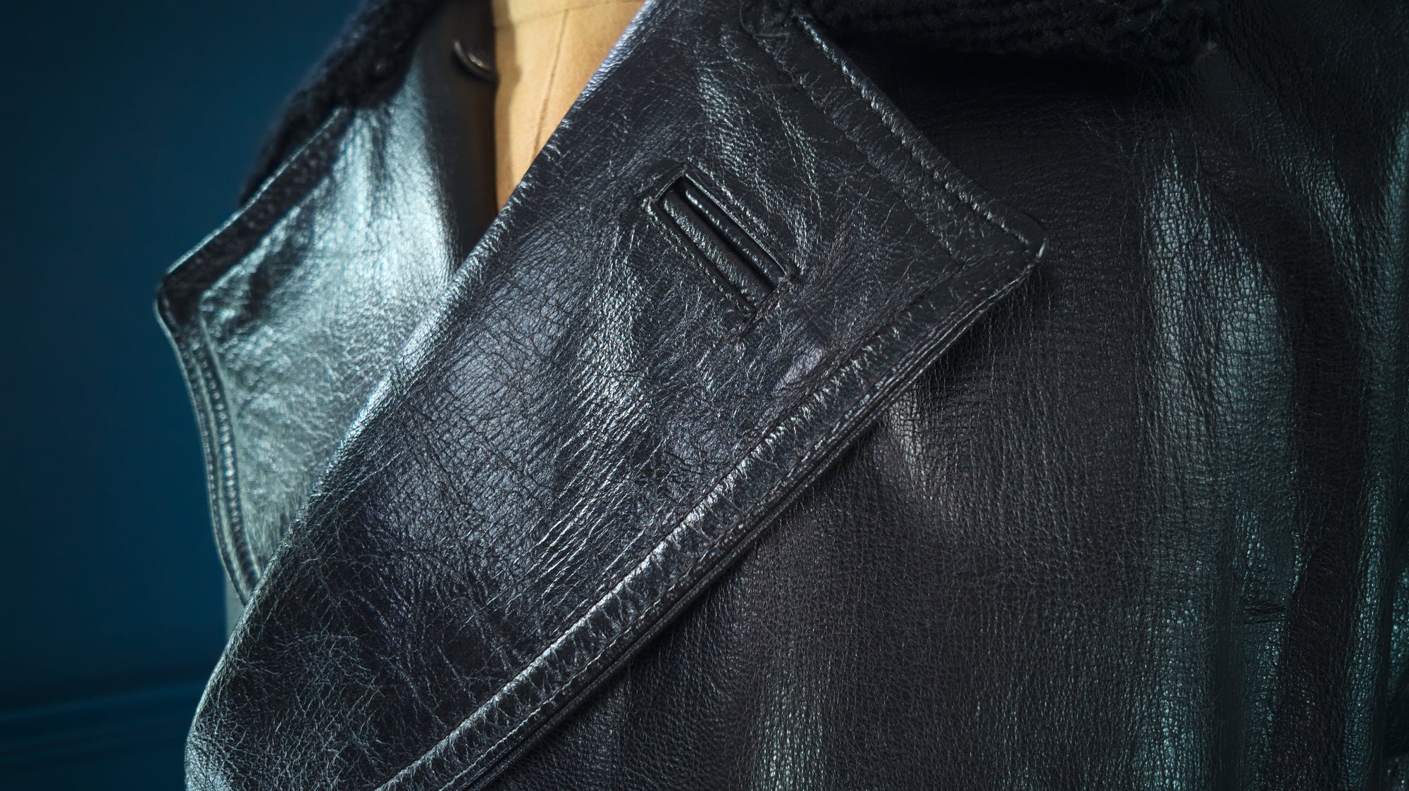 Vintage 1960s Italian Police Belted Motoring Coat Dispatch Leather Jacket “M”