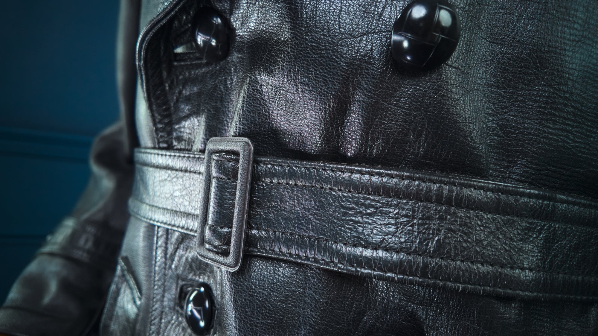 Vintage 1960s Italian Police Belted Motoring Coat Dispatch Leather Jacket “M”