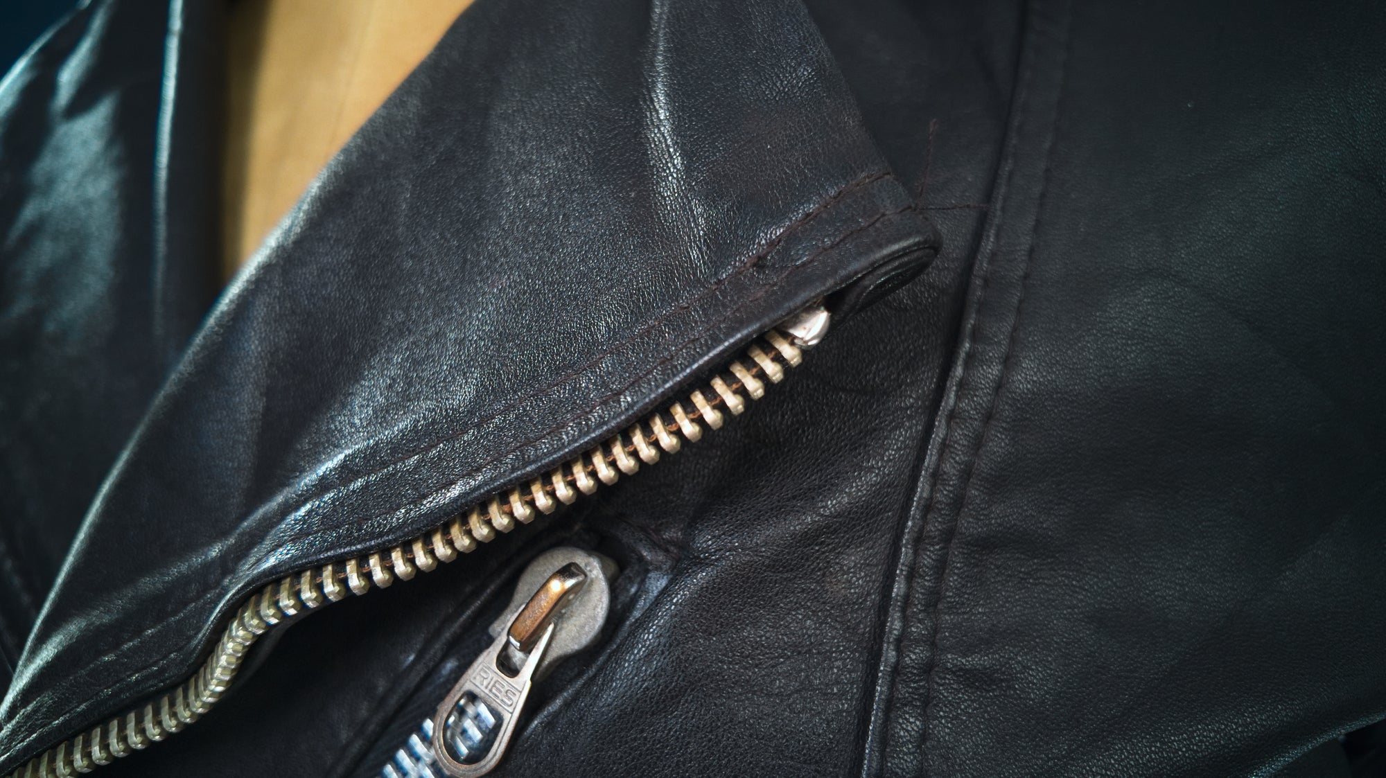 Vintage 1950s West German Lambskin Aviator Biker Flight Black Leather Jacket “M”