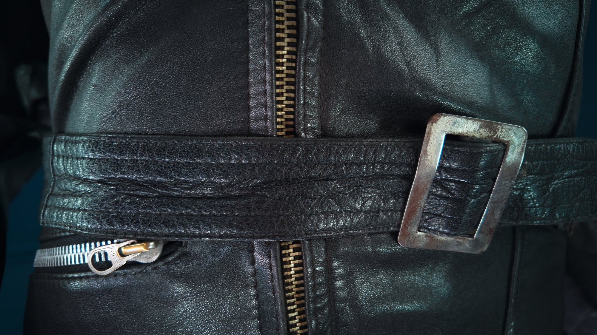 Vintage 1950s West German Lambskin Aviator Biker Flight Black Leather Jacket “M”