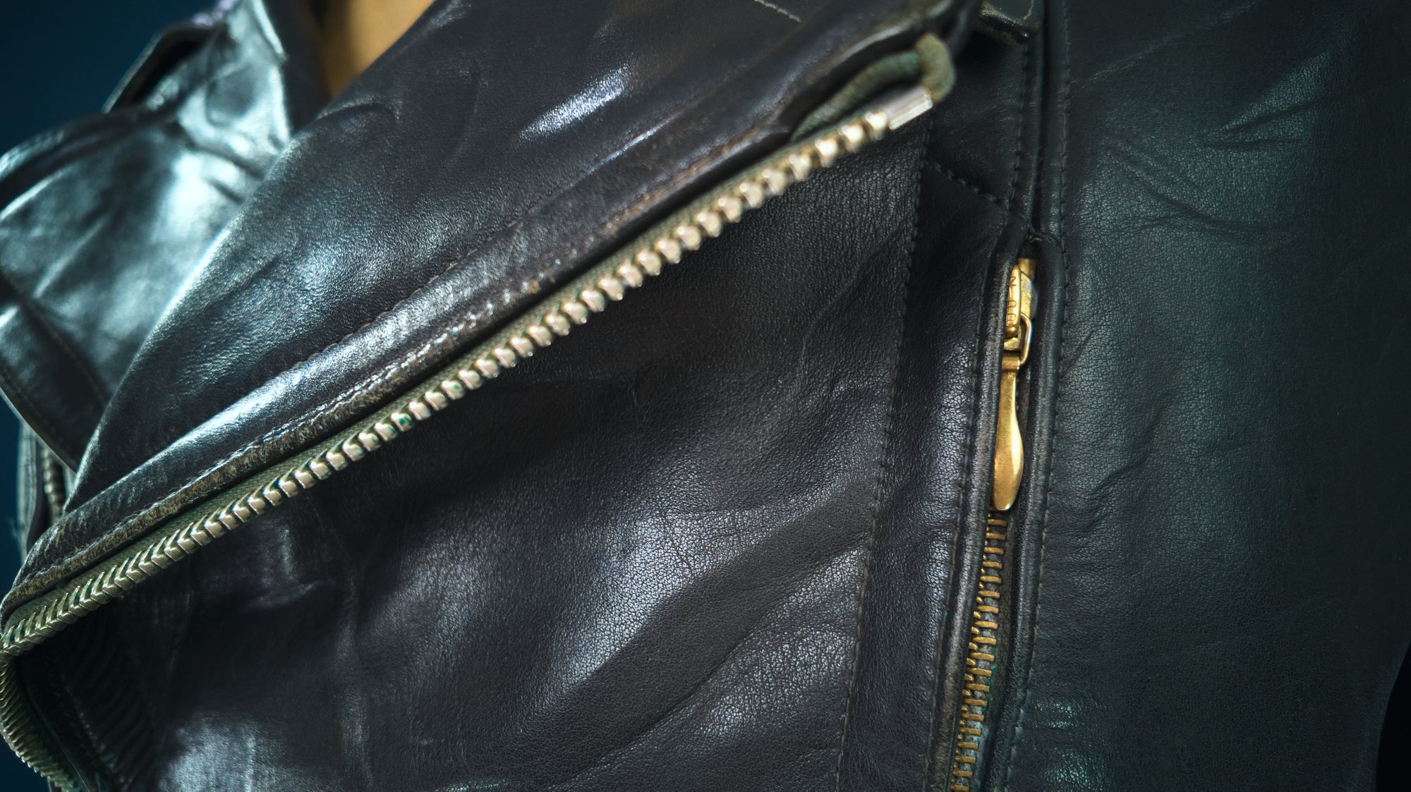 Vintage 1950s West German Horsehide Border Police Biker Dispatch Leather Jacket