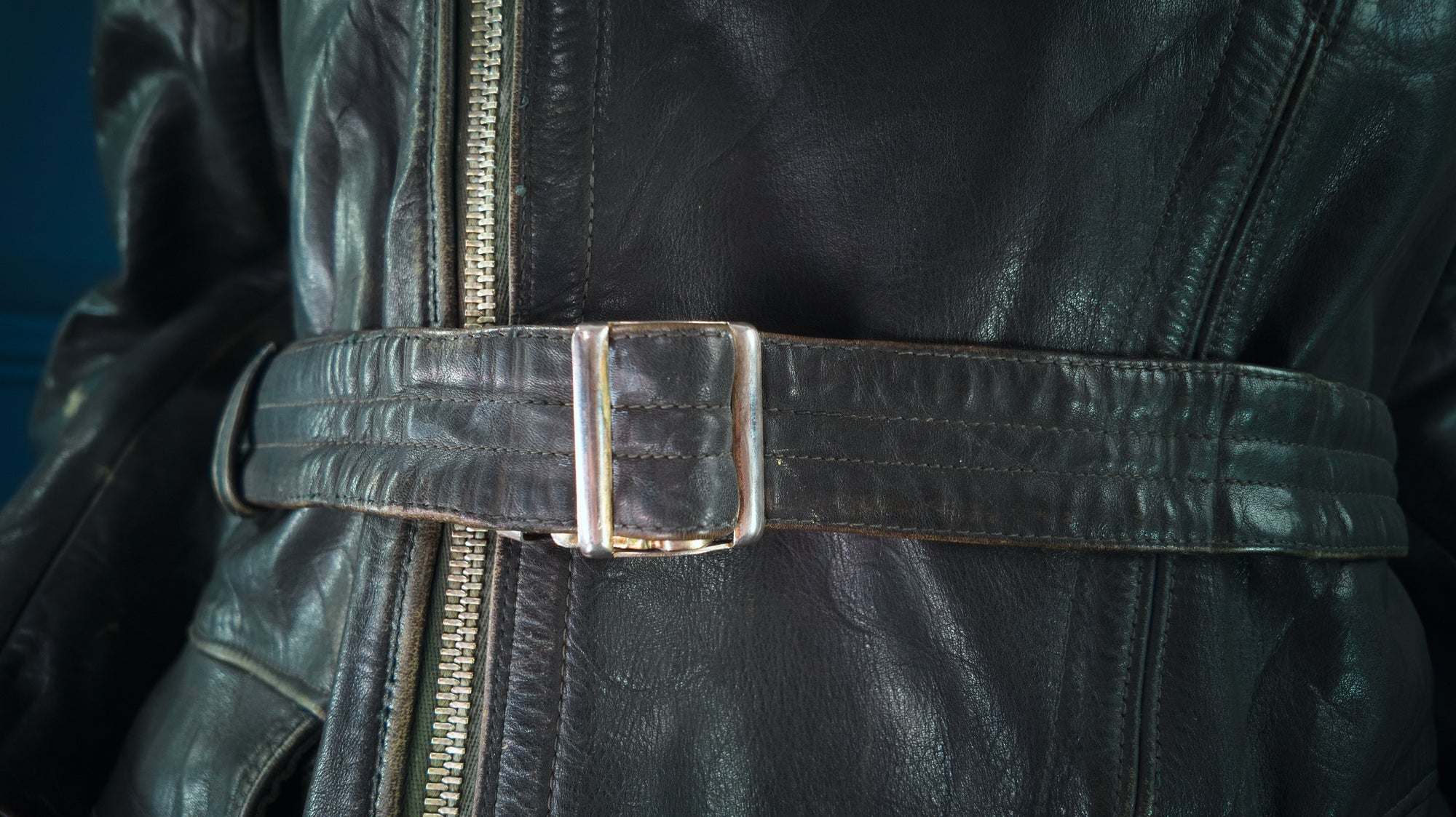 Vintage 1950s West German Horsehide Border Police Biker Dispatch Leather Jacket