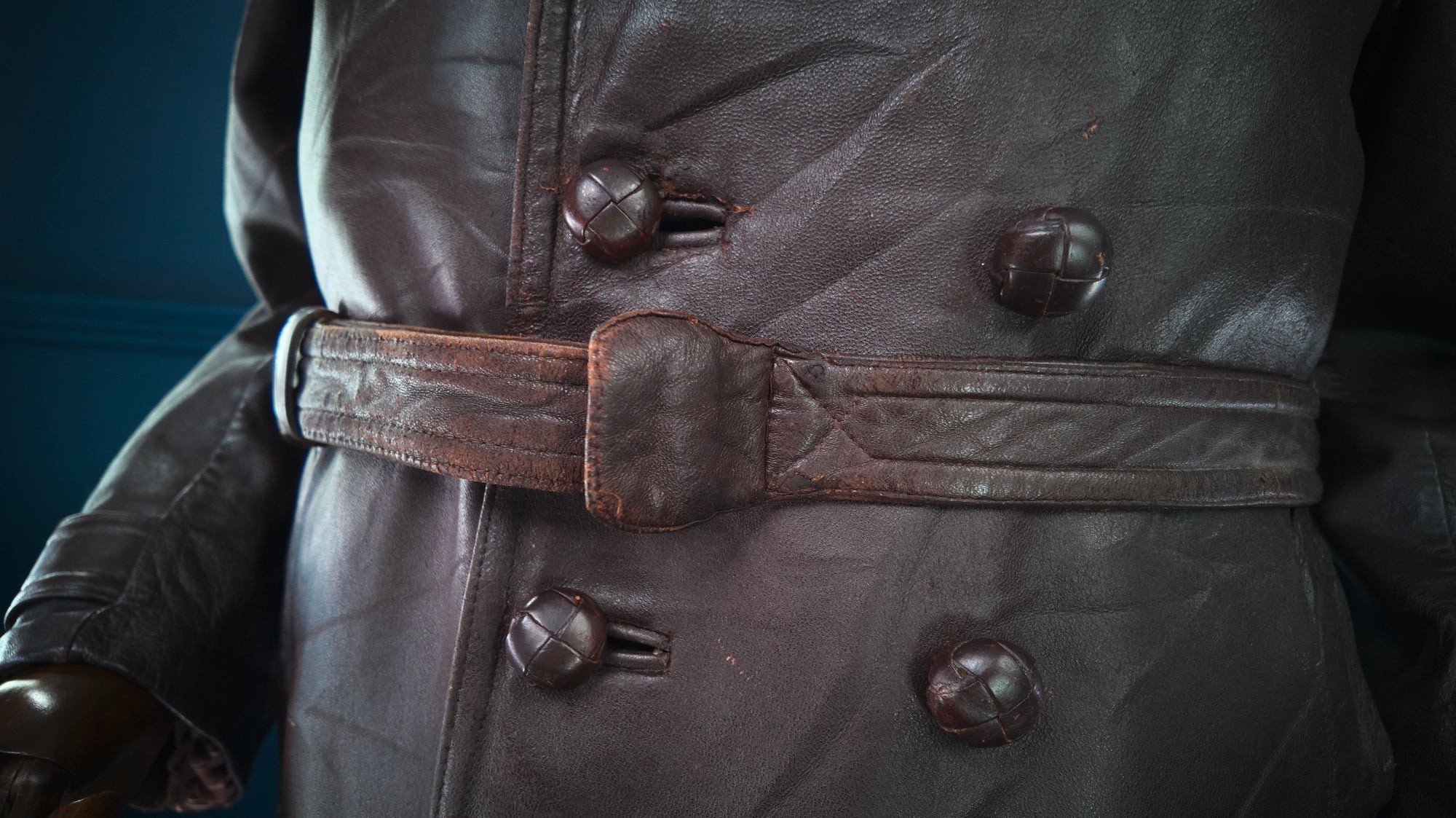 Vintage 1950s French Sheepskin Barnstormer Car Coat Flight Leather Jacket “L”