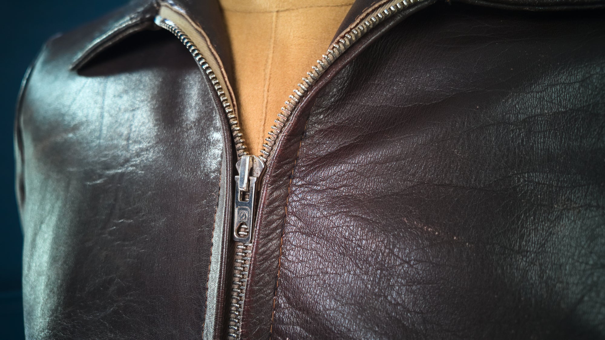 Vintage 1940s German Deerskin Single Rider Worker Chore Brown Leather Jacket “M”