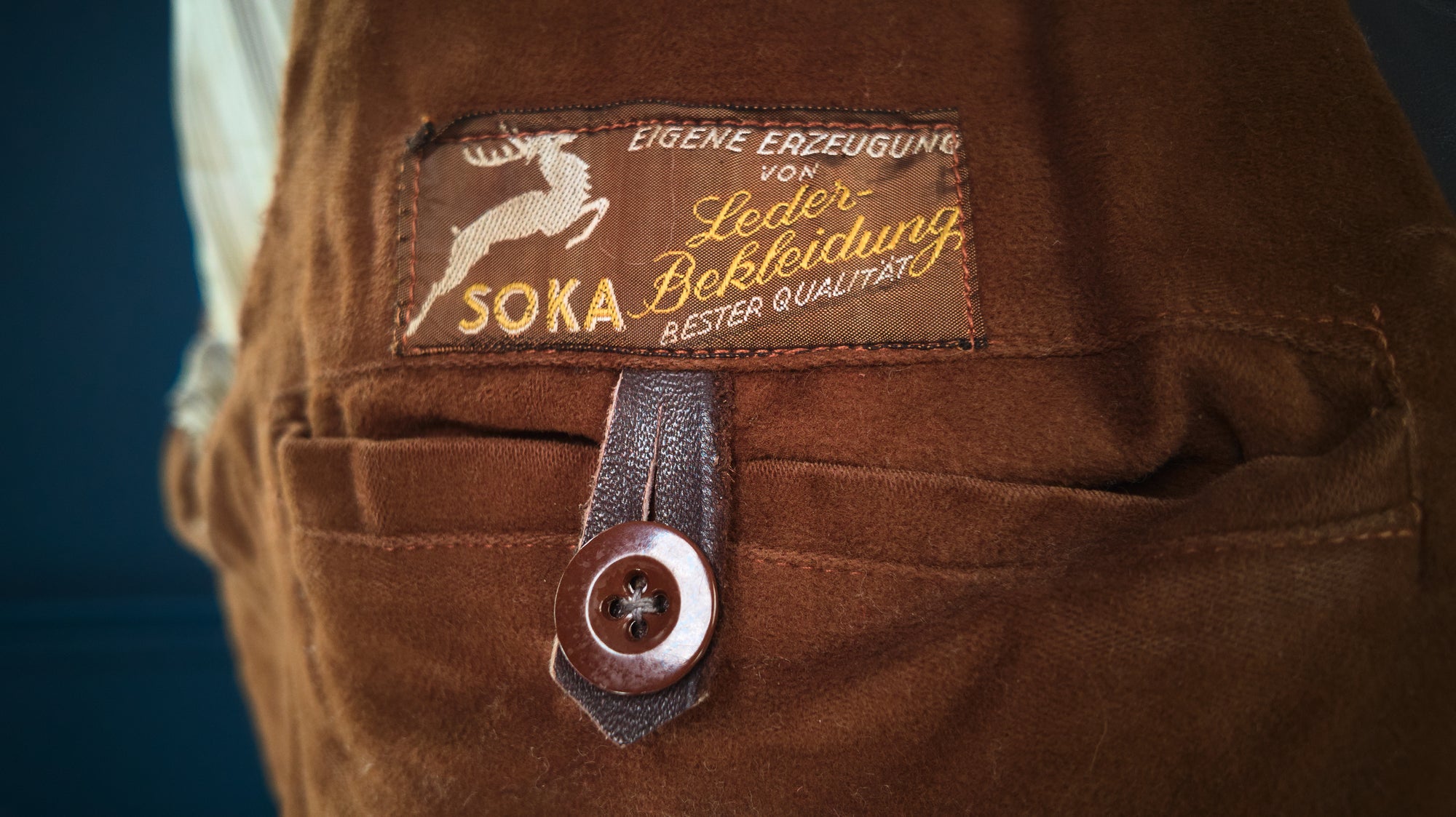 Vintage 1940s German Deerskin Single Rider Worker Chore Brown Leather Jacket “M”