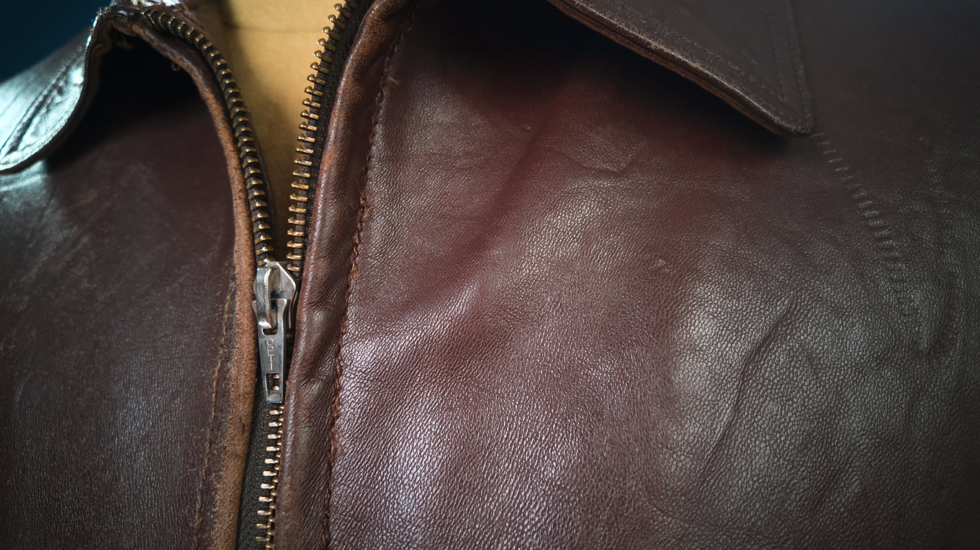 Vintage 1950s French Sheepskin Single Rider Worker Chore Leather Jacket “L”