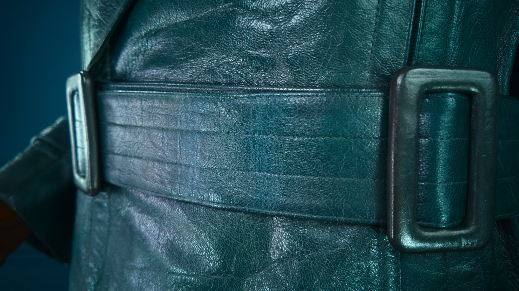 Vintage 1950s West German Cold War Border Guard Trench Coat Leather Jacket “M”