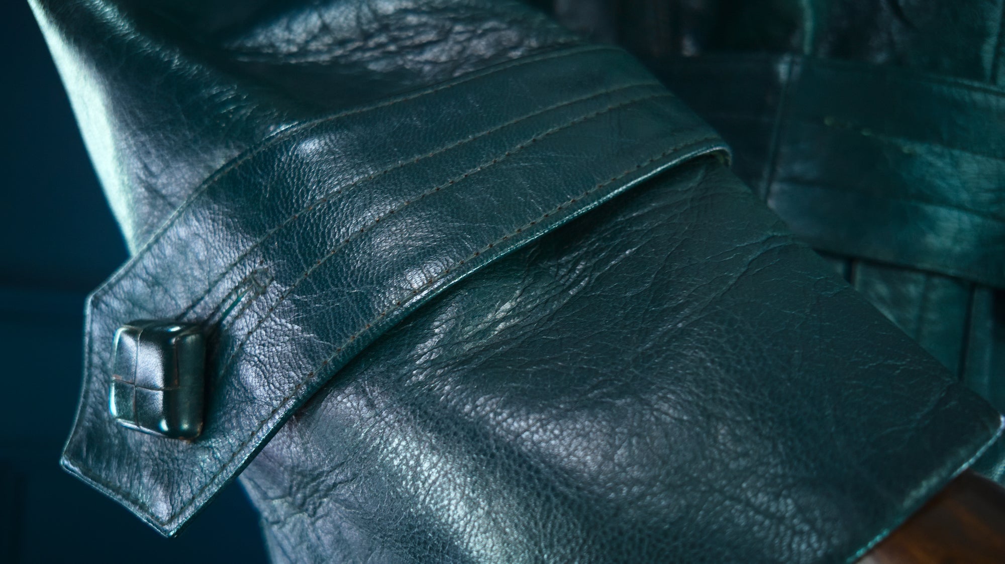 Vintage 1950s West German Cold War Border Guard Trench Coat Leather Jacket “M”