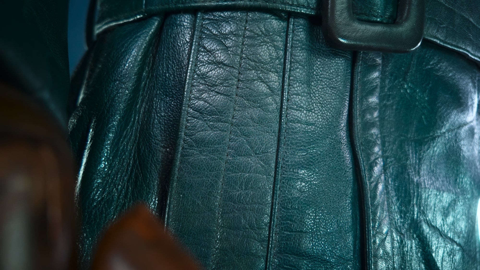 Vintage 1950s West German Cold War Border Guard Trench Coat Leather Jacket “M”