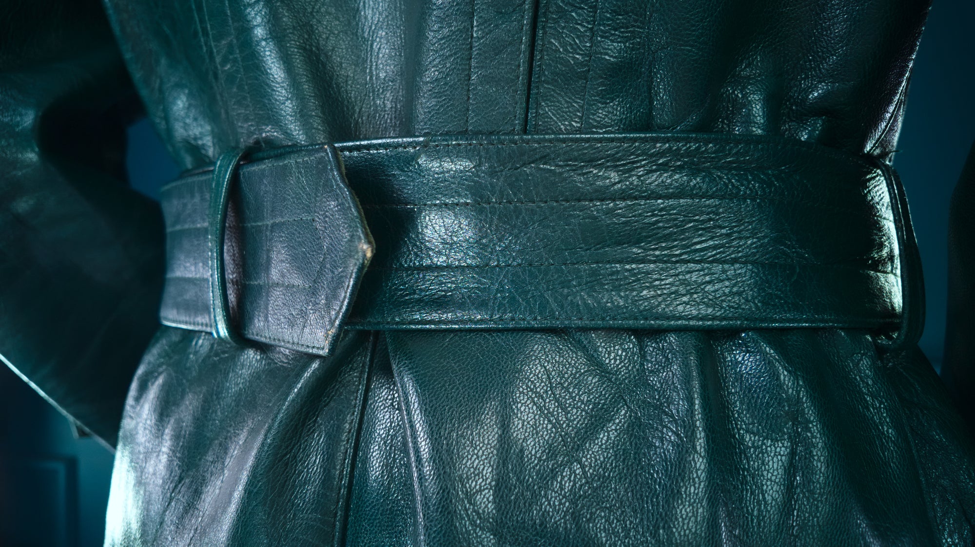 Vintage 1950s West German Cold War Border Guard Trench Coat Leather Jacket “M”