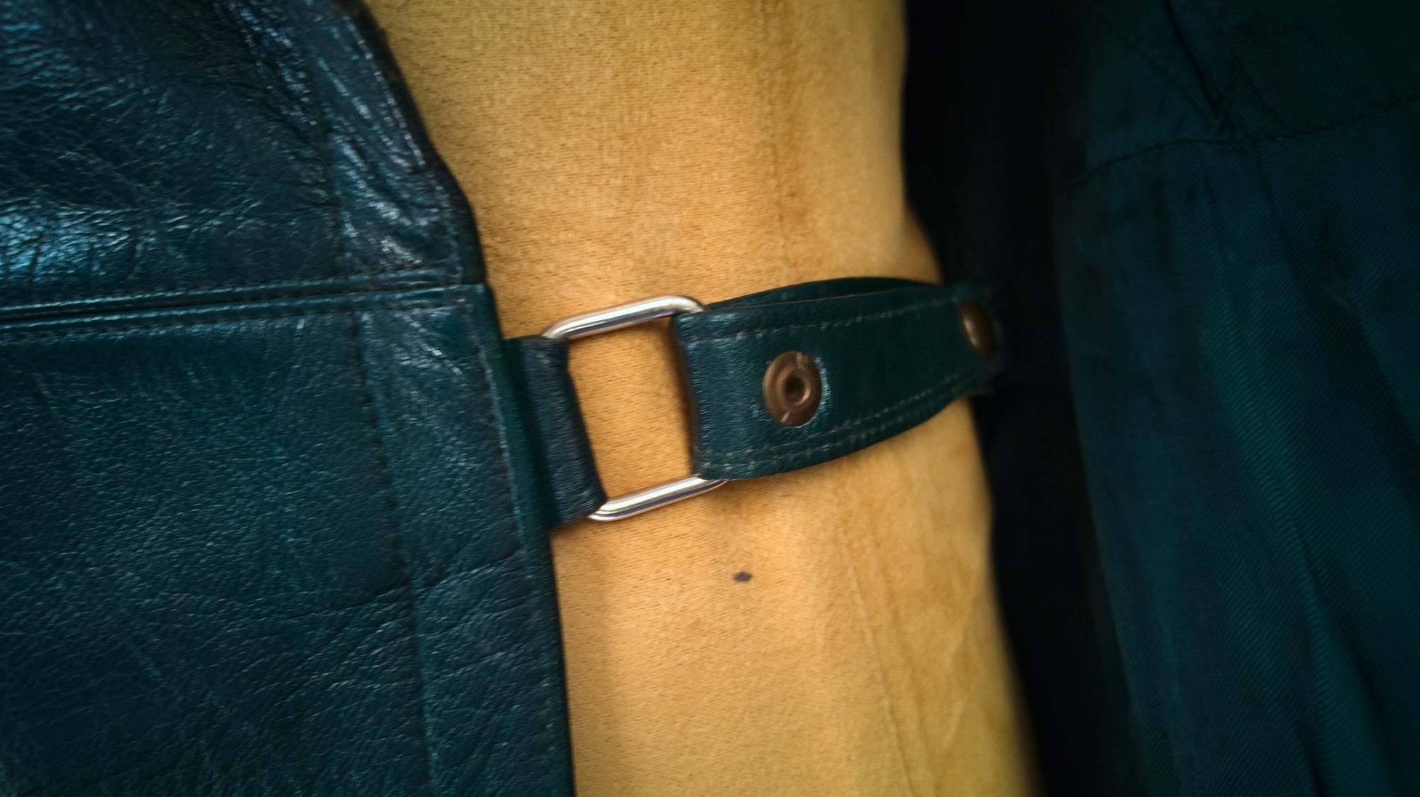 Vintage 1950s West German Cold War Border Guard Trench Coat Leather Jacket “M”