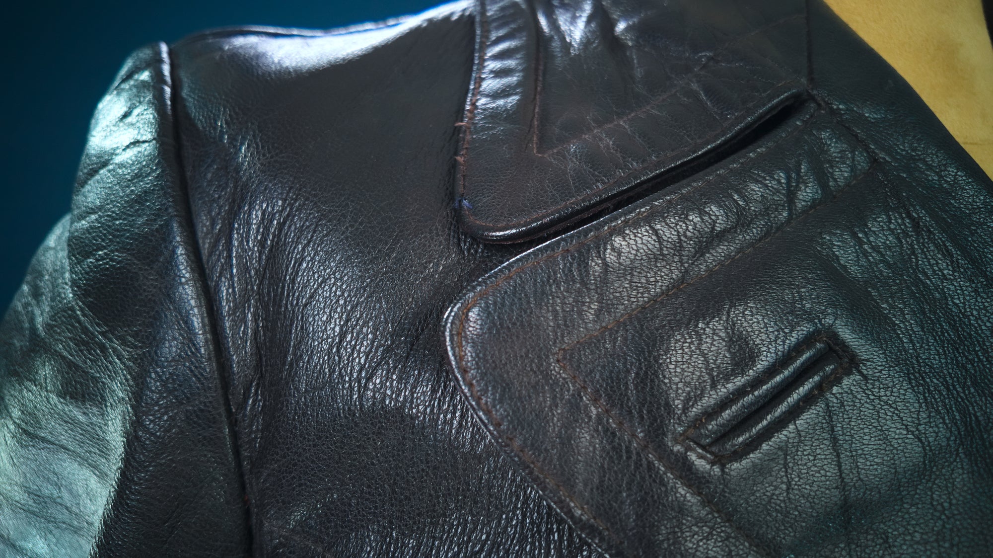 Vintage 1950s West German Cold War Border Guard Trench Coat Leather Jacket “S”