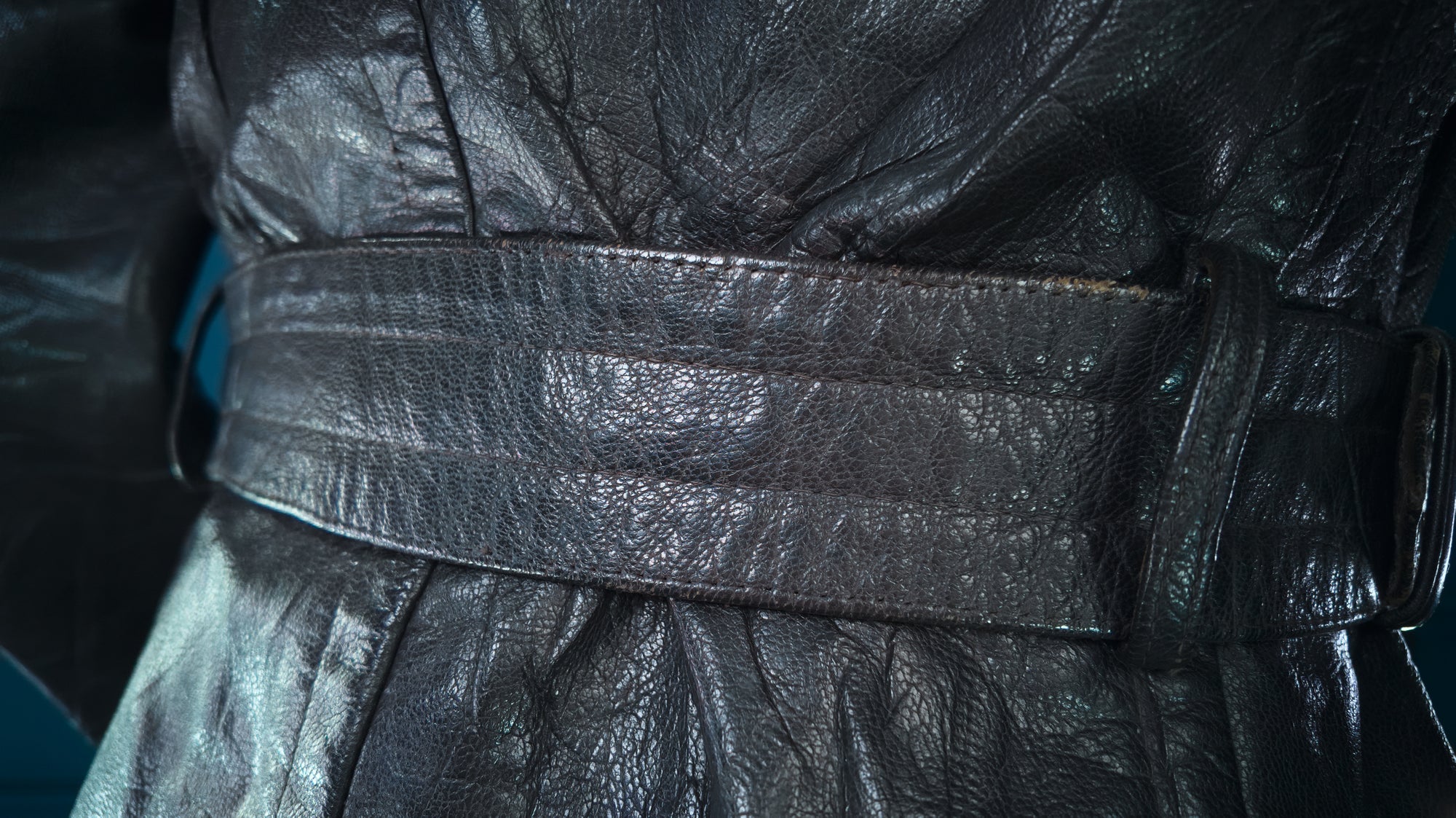 Vintage 1950s West German Cold War Border Guard Trench Coat Leather Jacket “S”