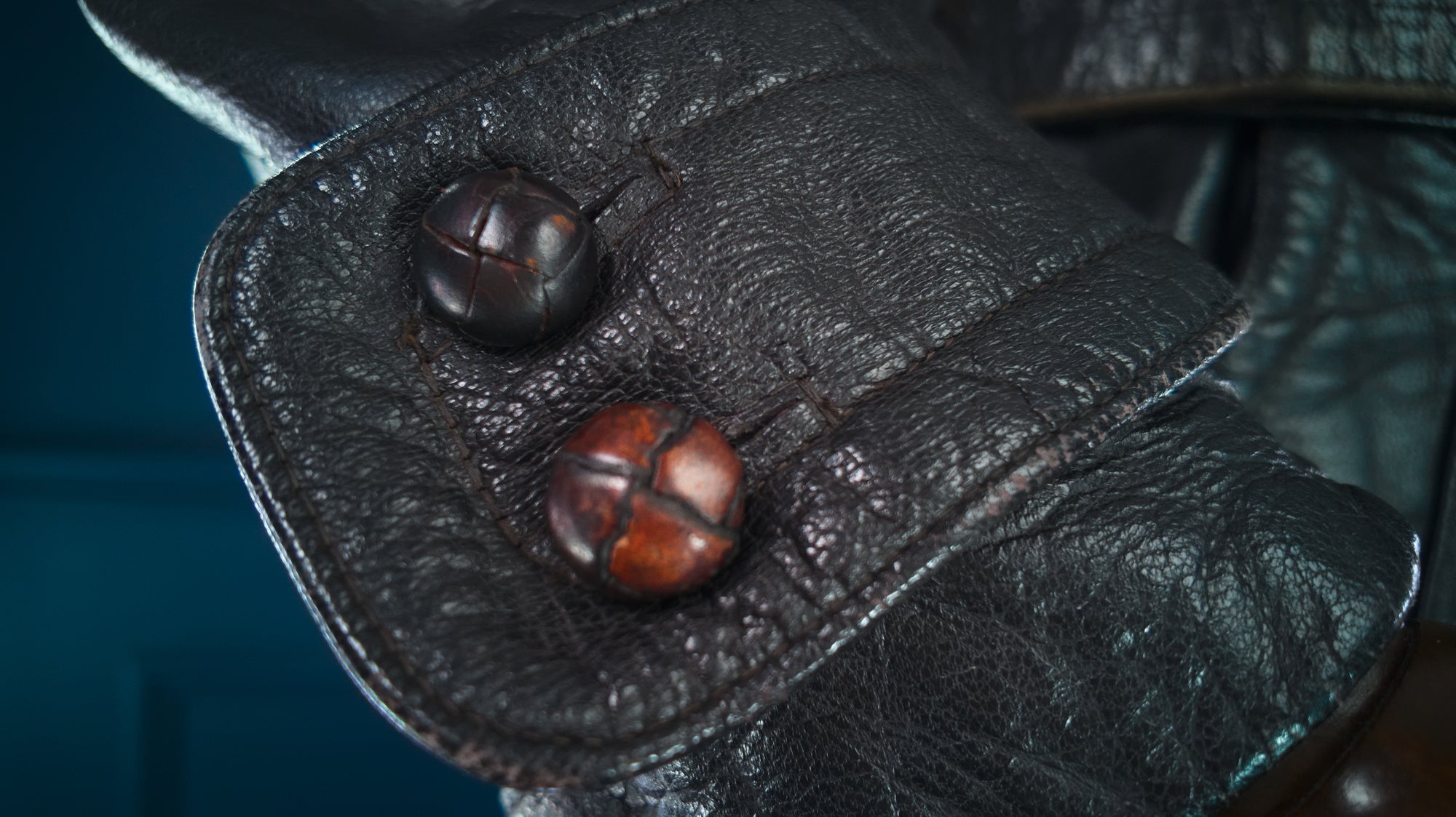 Vintage 1950s West German Cold War Border Guard Trench Coat Leather Jacket “S”