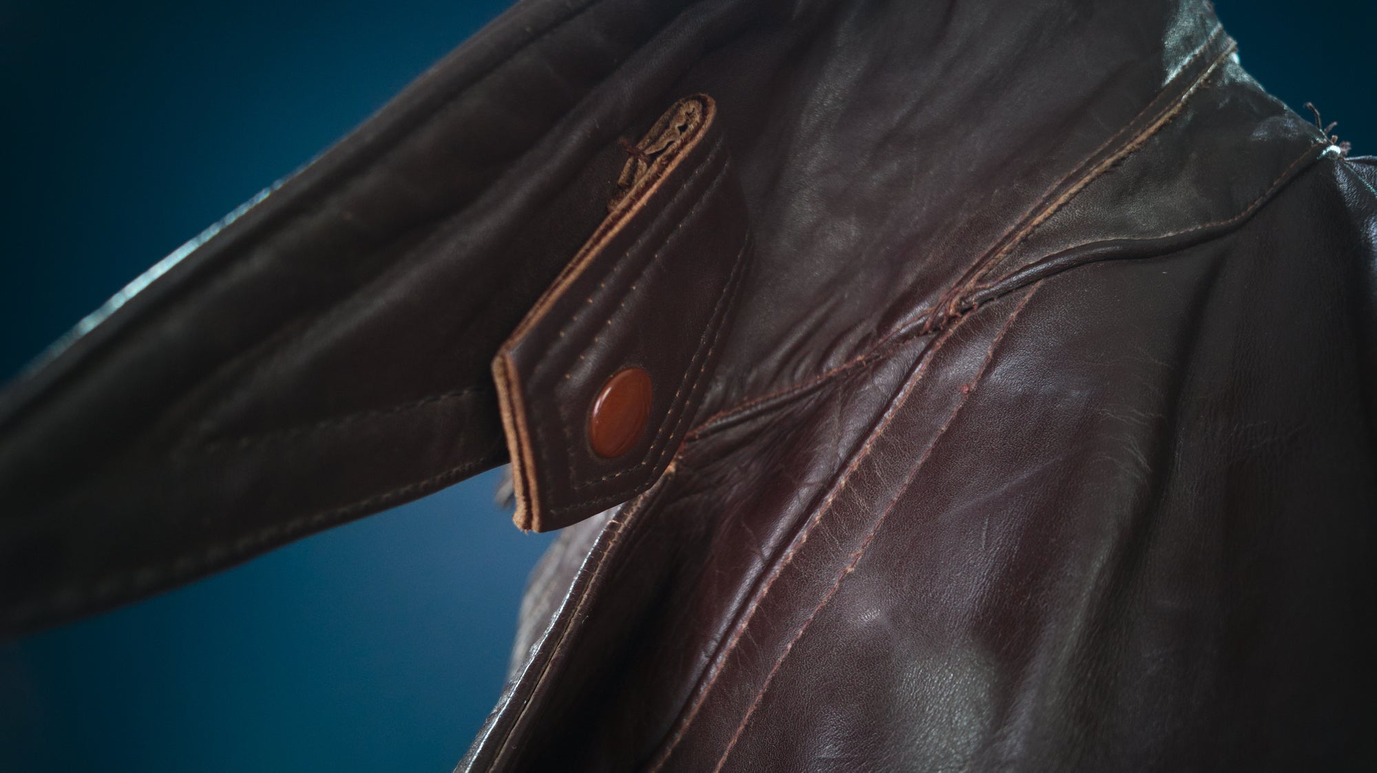 Vintage 1940s Dutch Horsehide Post-WW2 Police Great Coat Rider Leather Jacket “M