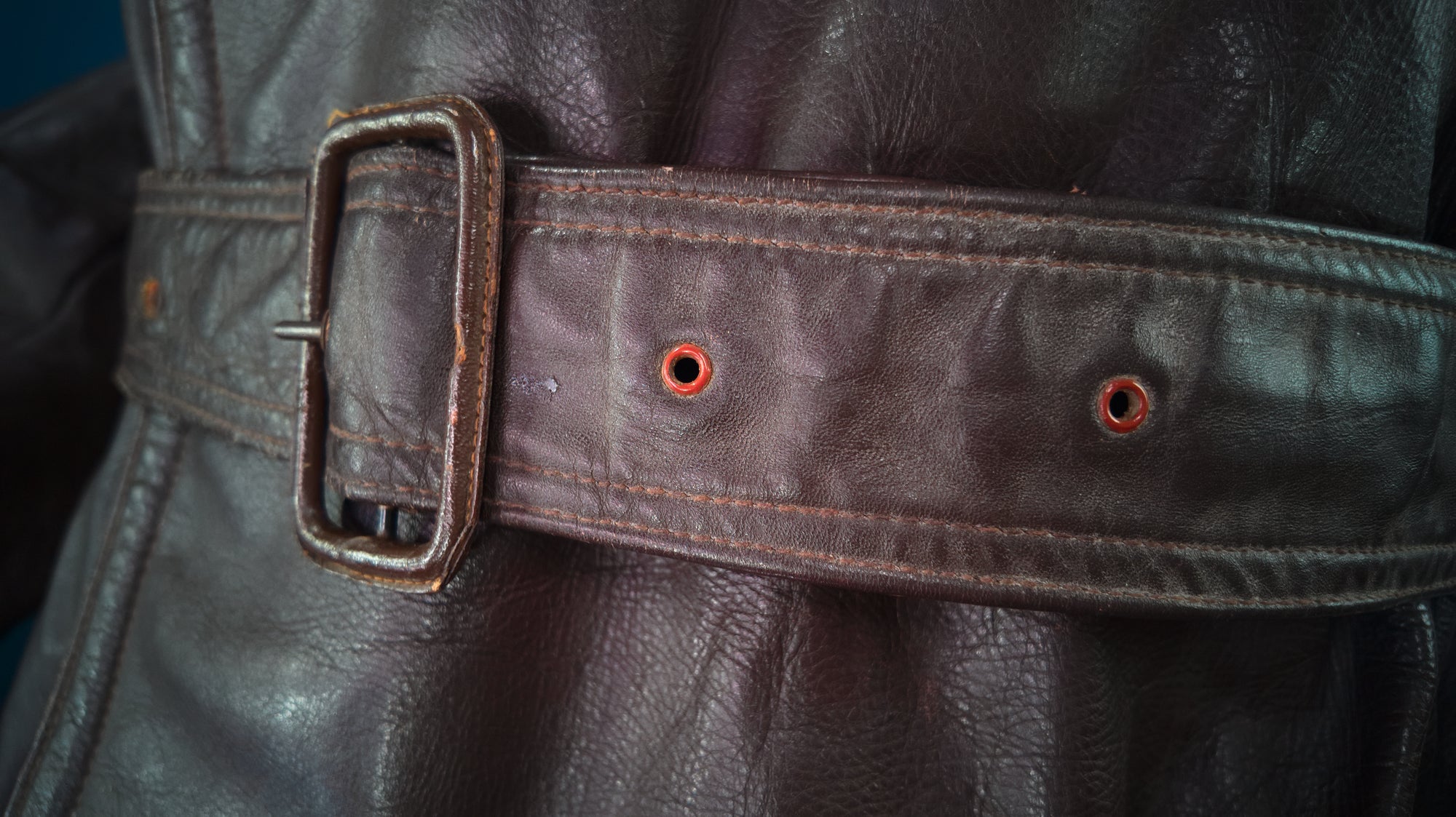 Vintage 1940s Dutch Horsehide Post-WW2 Police Great Coat Rider Leather Jacket “M