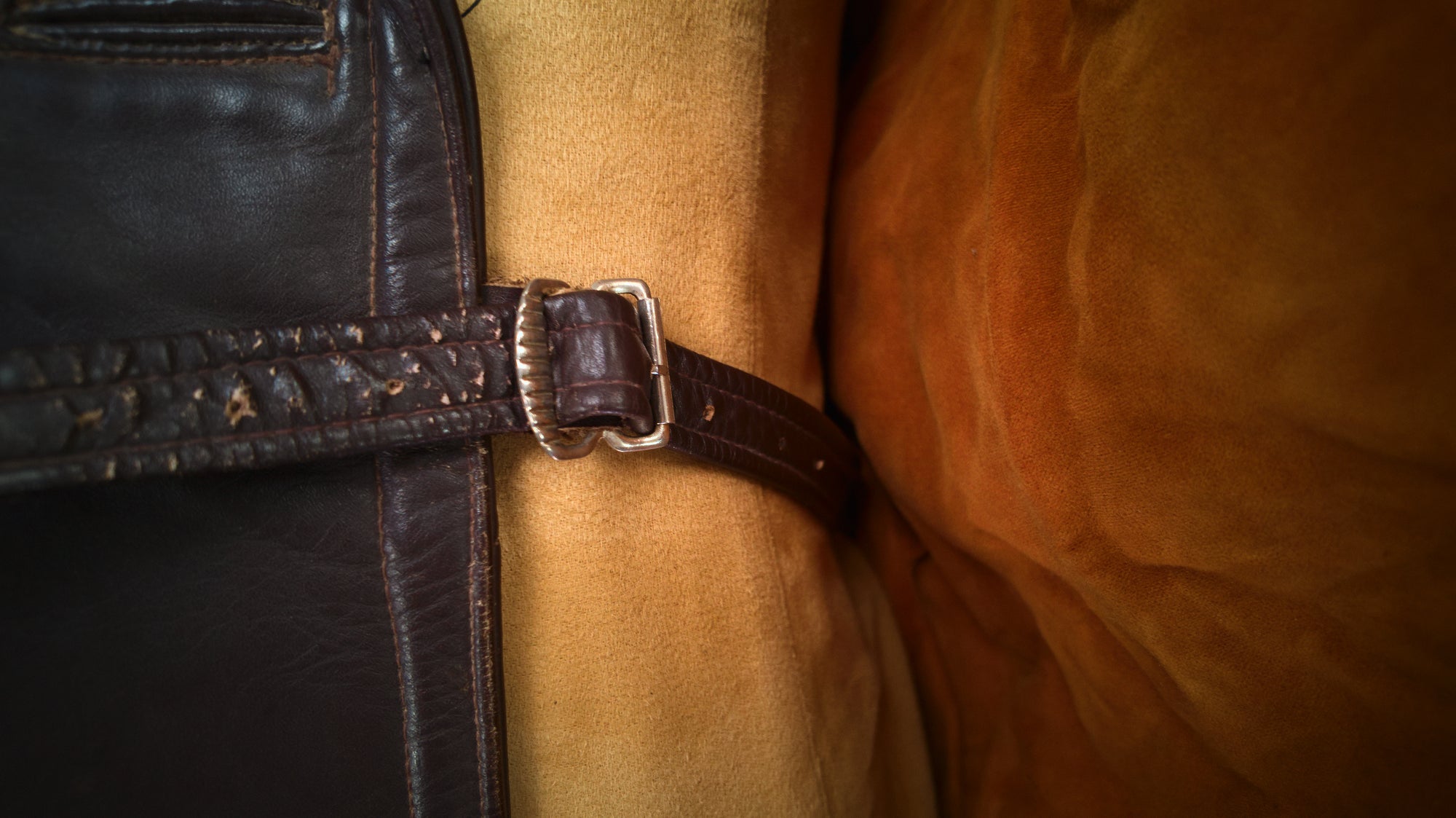 Vintage 1940s Dutch Horsehide Post-WW2 Police Great Coat Rider Leather Jacket “M